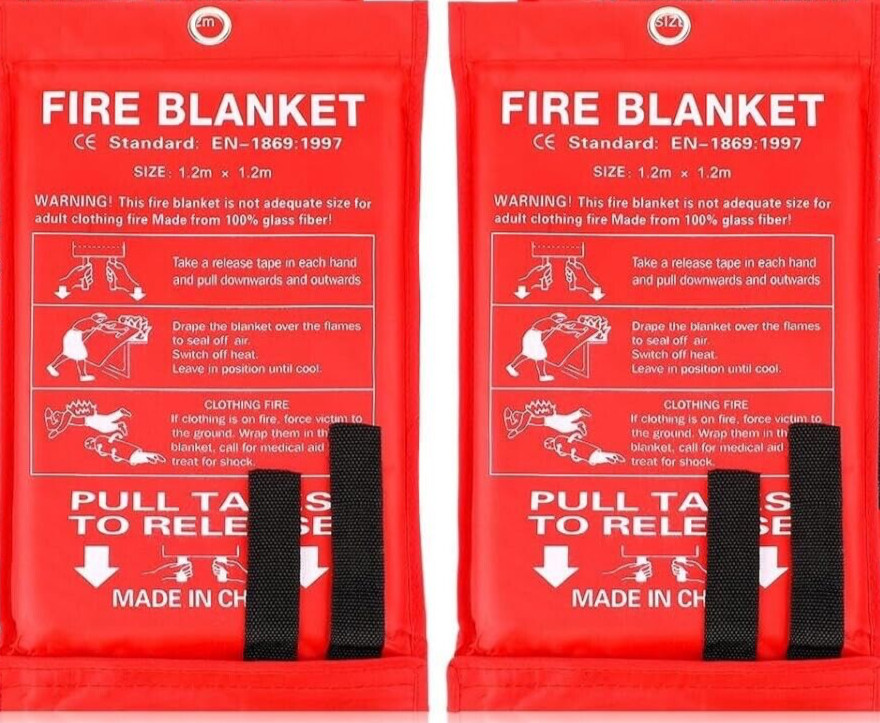 🔥2 Pack (XL SIZE) Fire Blanket for Home Emergency Fire Supression  47" x 47"🔥