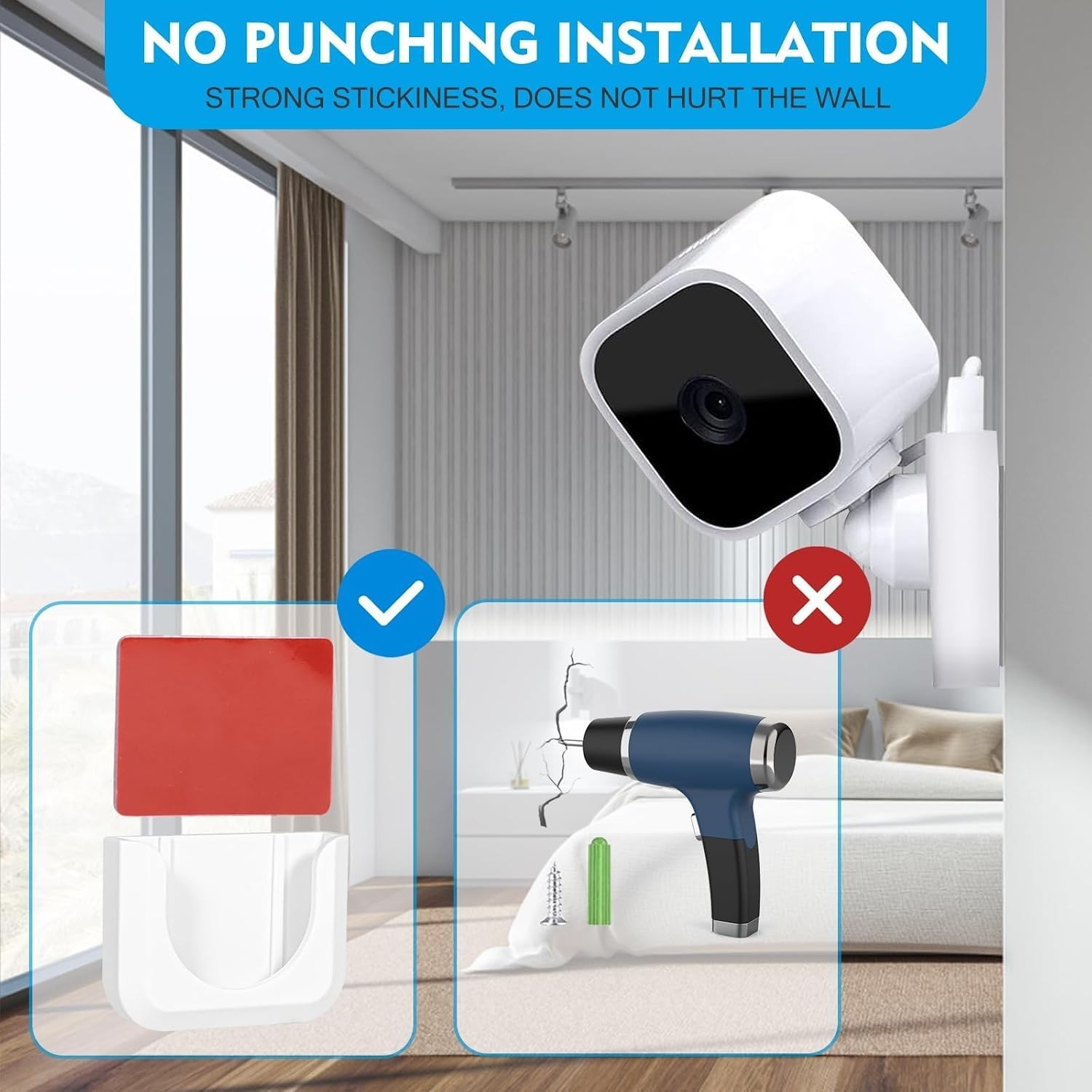 Effortless No Drill Camera Mount for Blink Mini - 2 Pack Wall Brackets Included