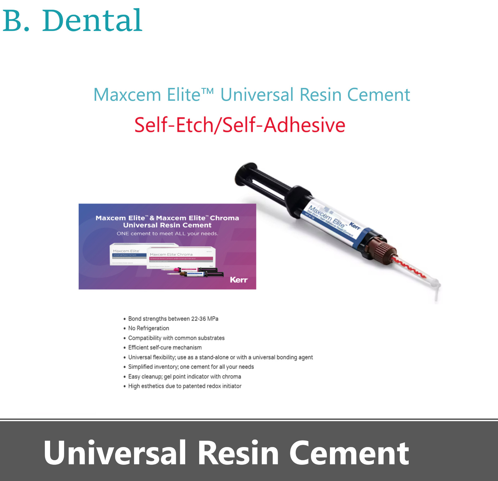 Permanent Resin Cement Mxcm El Self Adhesive 5 ml Automix Syringe w/6 Tips