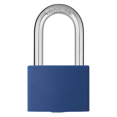 Zoro Select 48Jr37 Lockout Padlock, Keyed Different, Aluminum, Blue, 1 7/16 In,