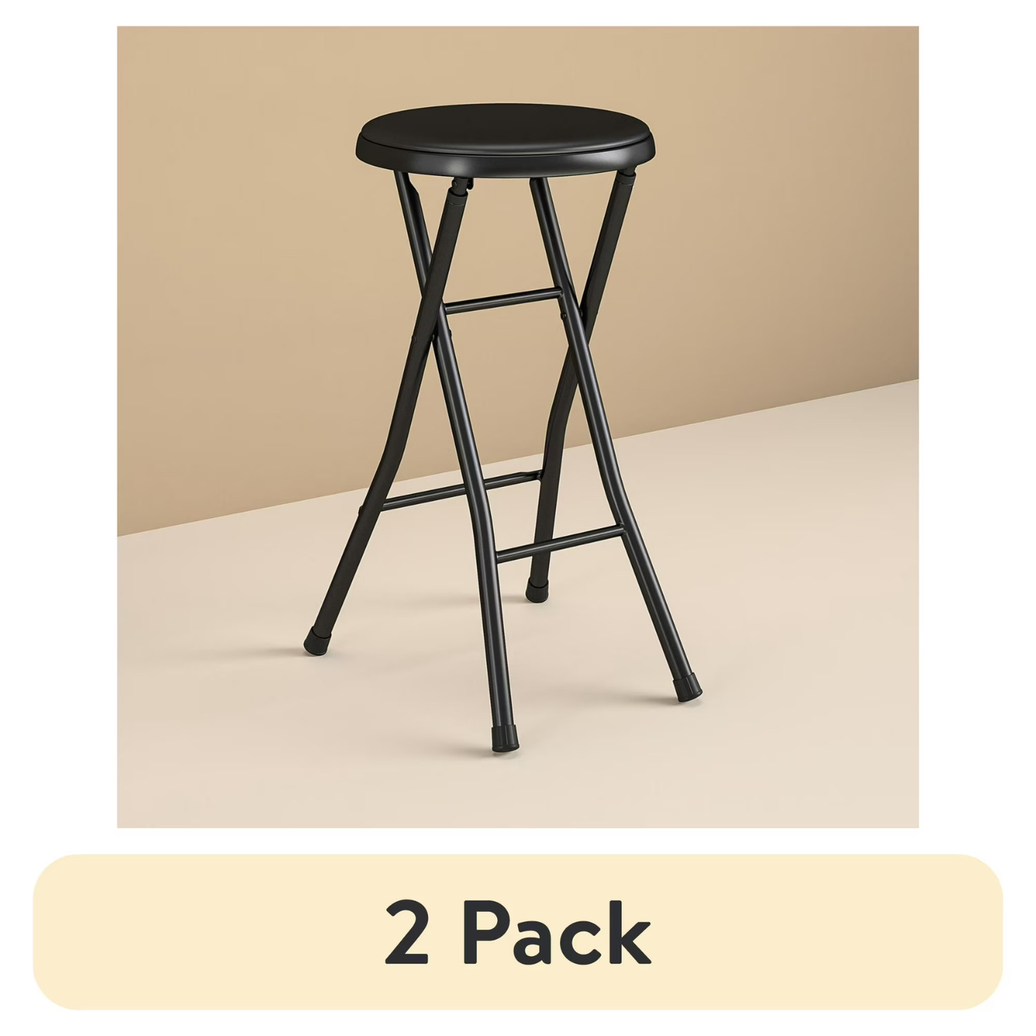 2 Pack Folding Metal Stool, Black, Multi-purpose Seating, Durable and Sturdy