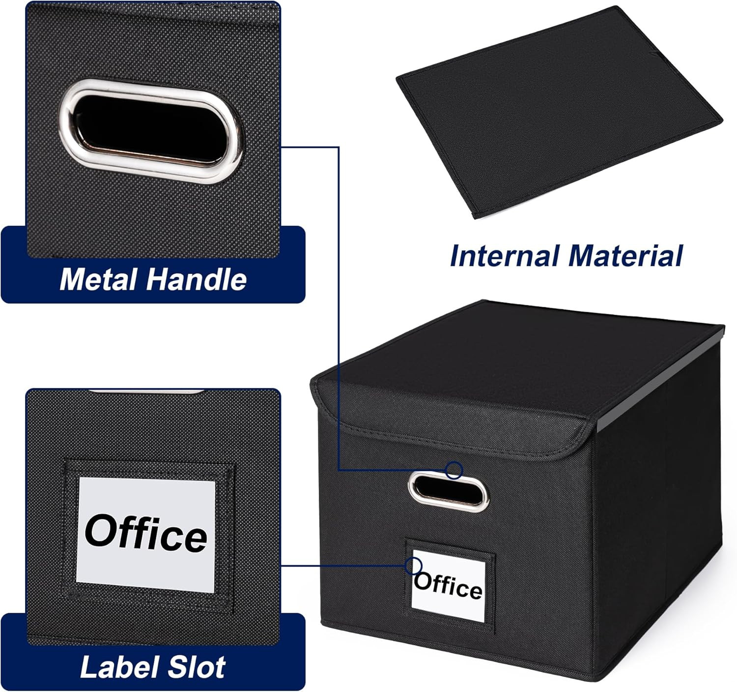 File Organizer Box with Lid, Large Hanging File Folder Organizer with Plastic Sl