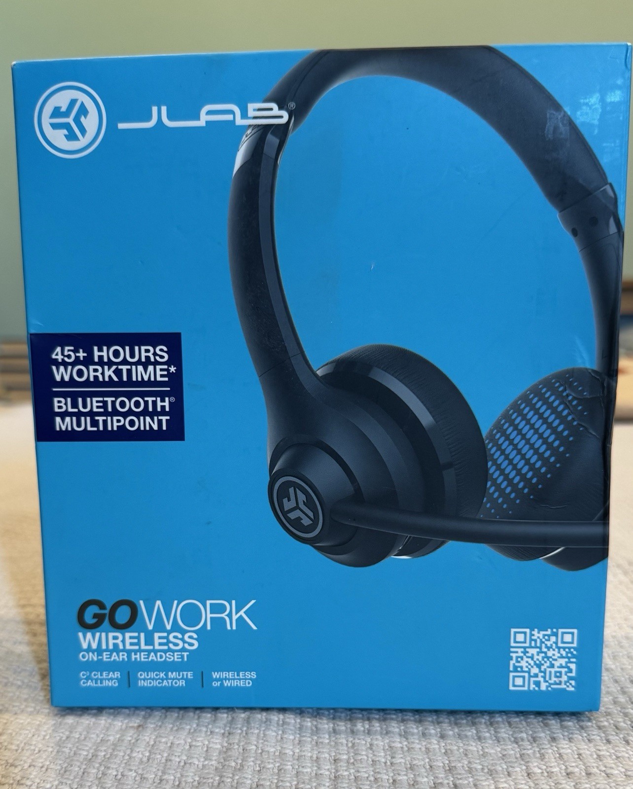 JLab Go Work Wireless On-Ear Headset Bluetooth Multipoint Office Mic New in Box