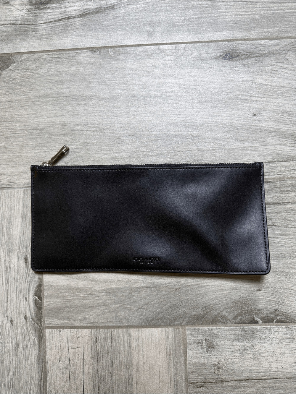 Coach Black Leather Zip Pouch