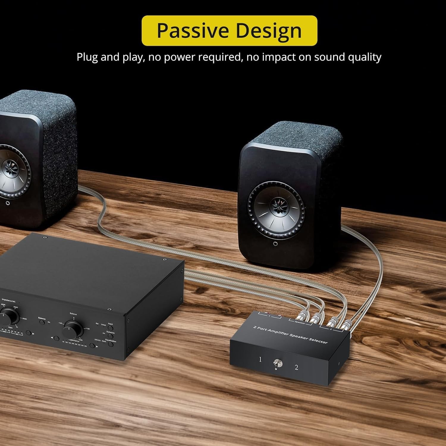 Plug and Play 2-Way Speaker Switcher Box – Connect Multiple Audio Sources Easily