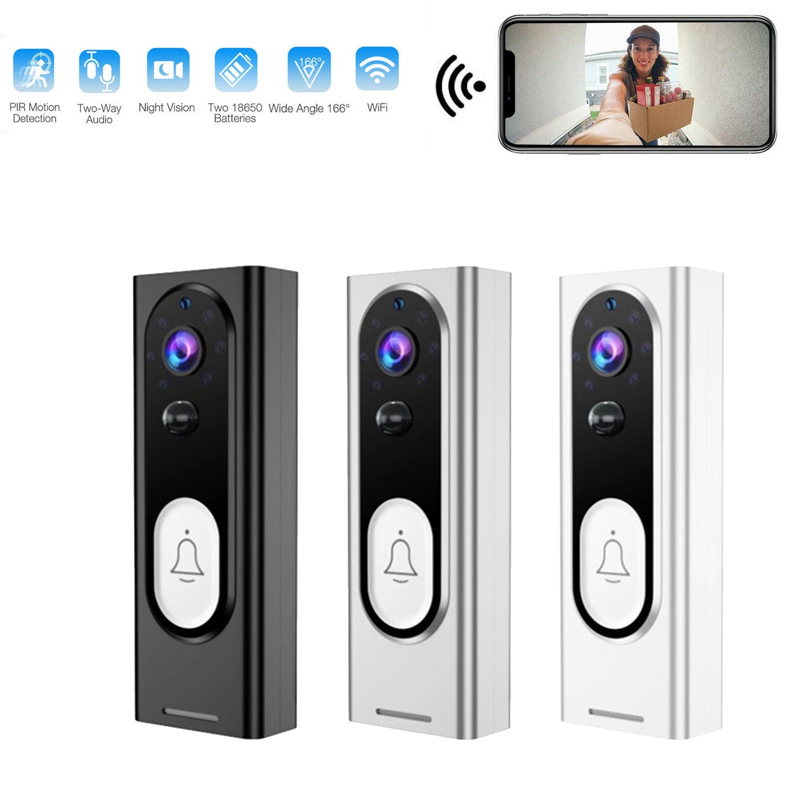 1080P WiFi Wireless Doorbell Video 2 Way Talk Home Security PIR Door CamerayC