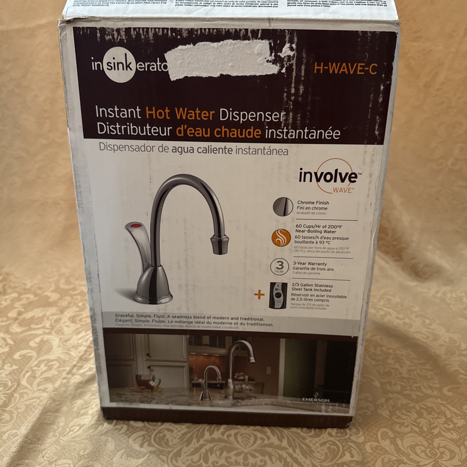 InSinkErator Wave Instant Hot Water Dispenser System H-WAVE-C Faucet & Tank