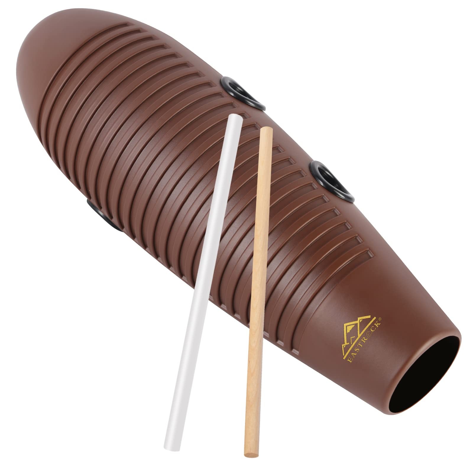EASTROCK Guiro Instrument 3.9"x13" Fish Shaped Latin Percussion Large, Coffee