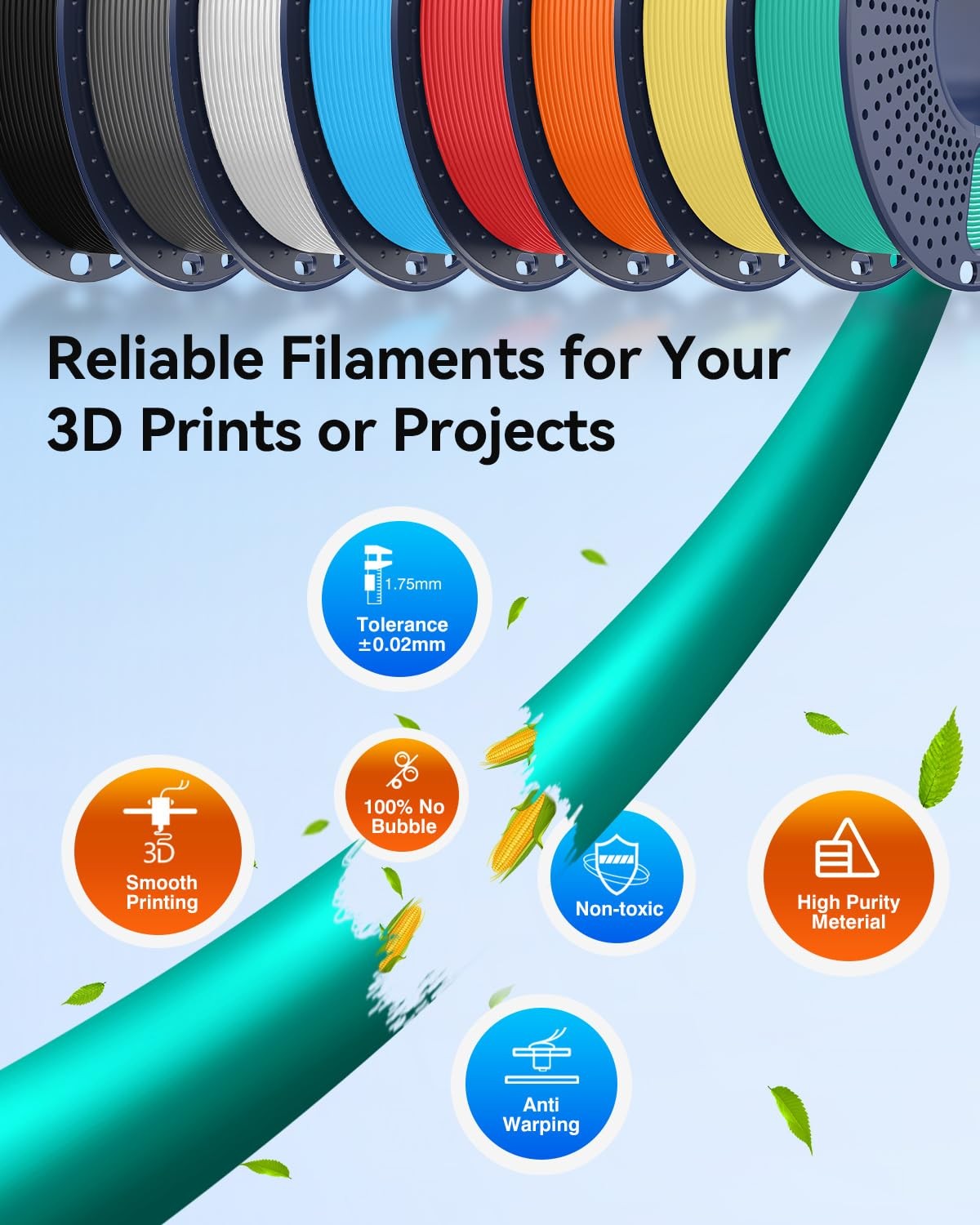JAYO PLA+ Filament Bundle 1.75mm, PLA 3D Printer Filament Bundle Multicolor, ...