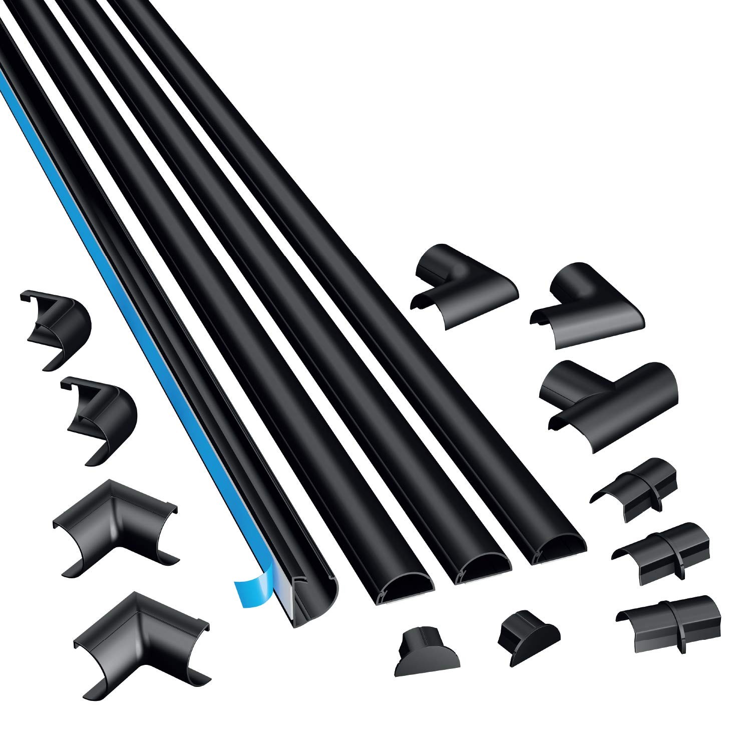 D-Line 13.12ft Cord Hider Kit, Patented Cable Cover, Small (Micro+), Black