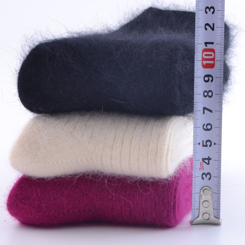 Double-needle rabbit wool socks, thickened and warm, women's cashmere socks