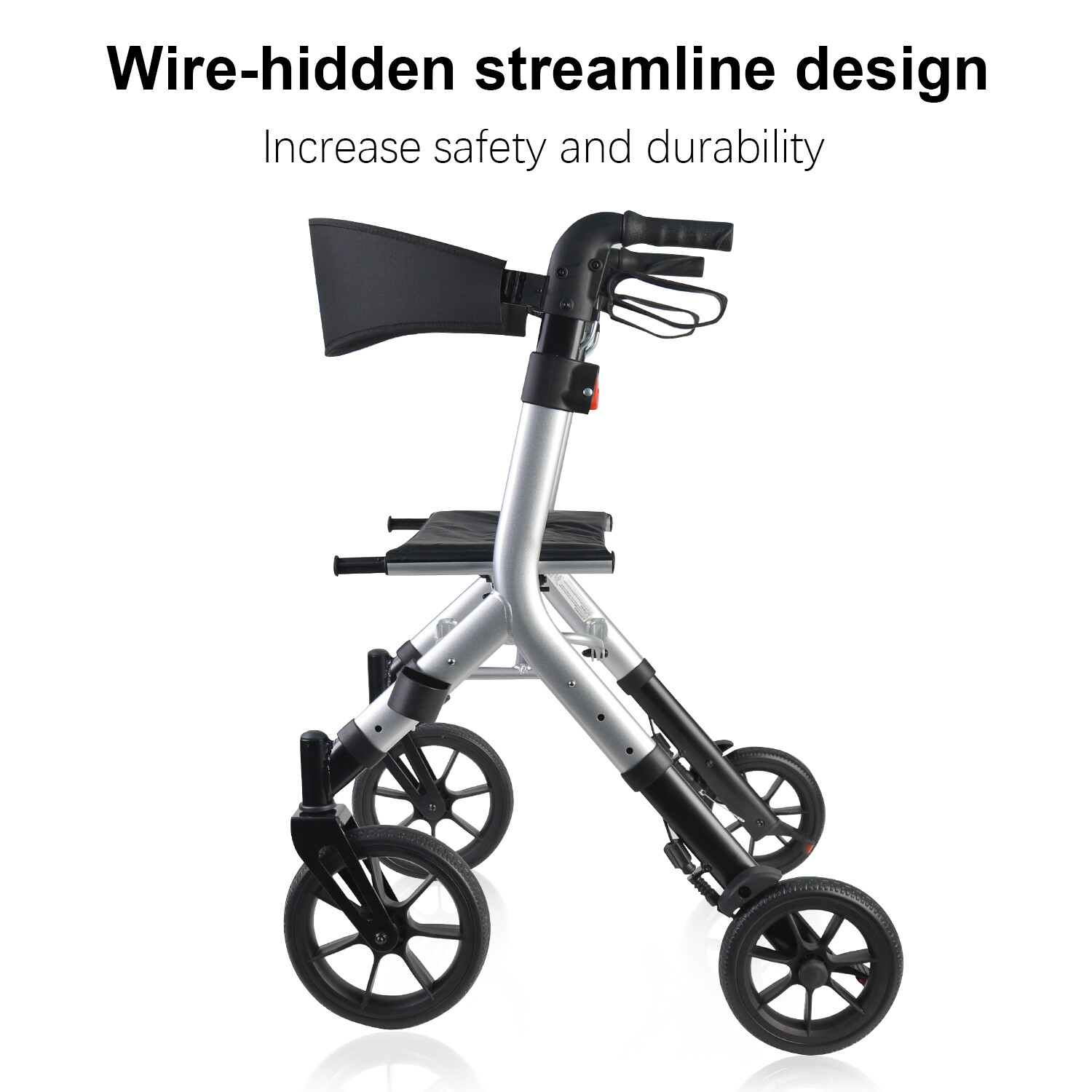 Walk Mate Rollator Walker w/ Seat and 4 Wheels, Adjustable Foldable Lightweight