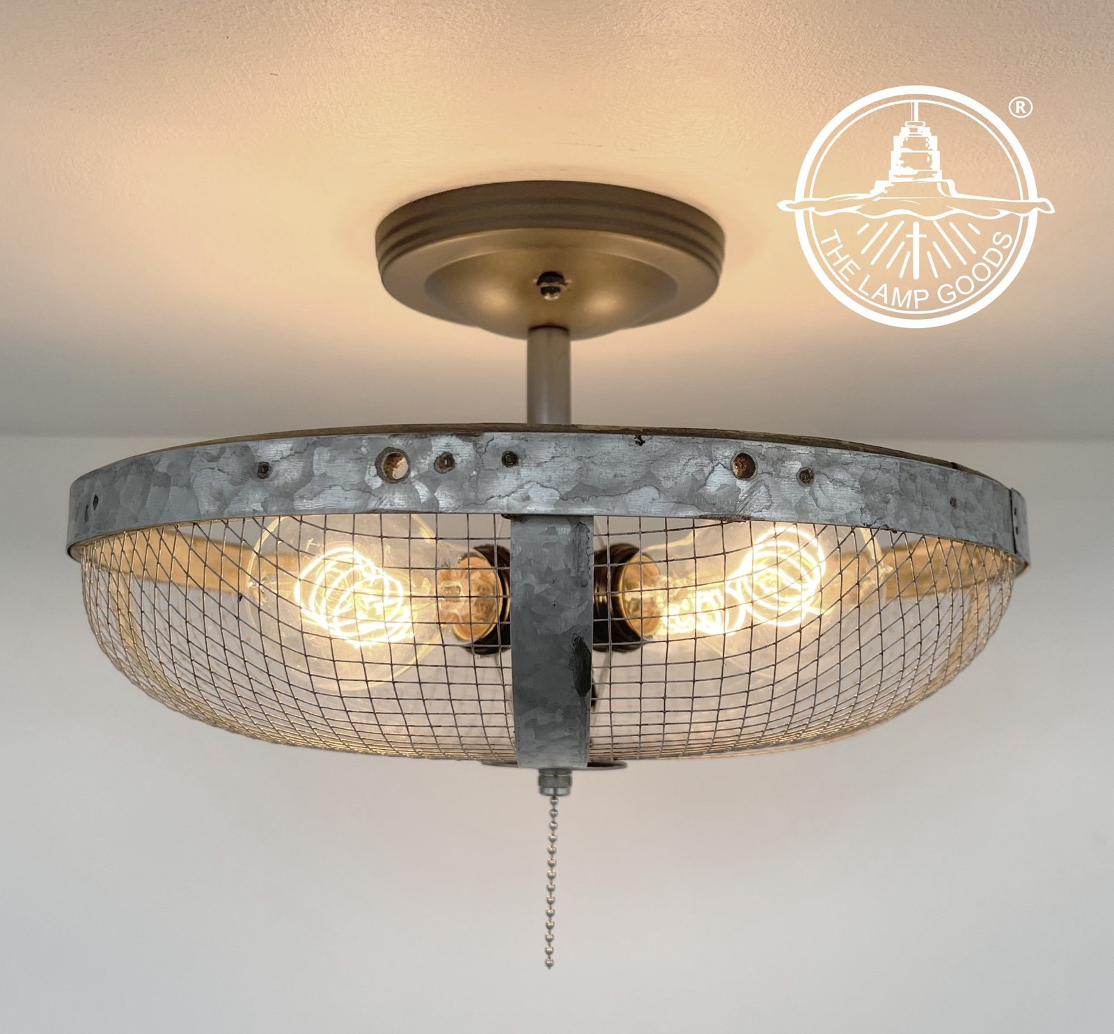 New  Industrial Farmhouse Screen Flush Mount Ceiling Light -Laundry Room