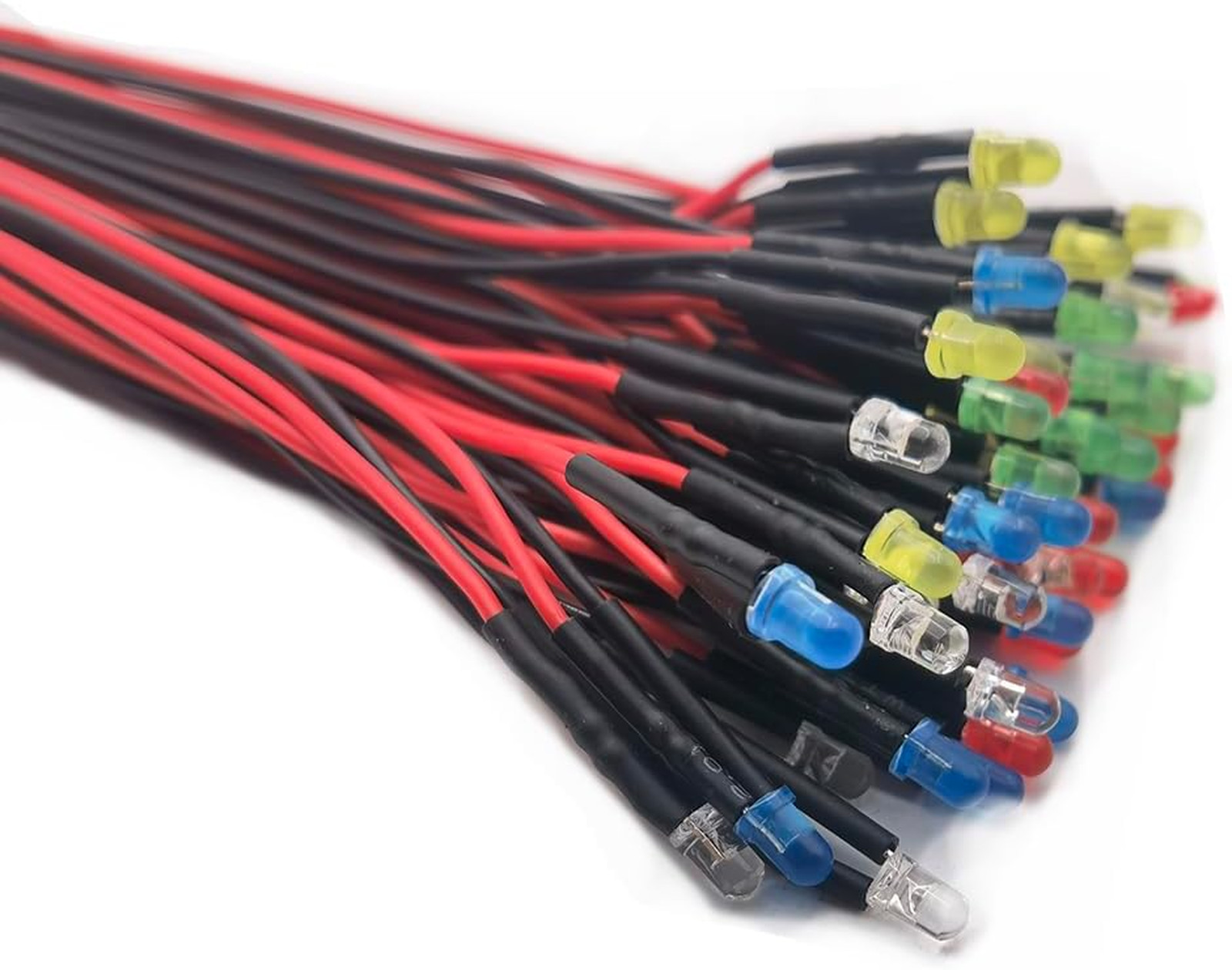 50pcs 12V LED Lights Emitting Diodes Assorted Kit Diffused Lens, 3mm Small Lamps