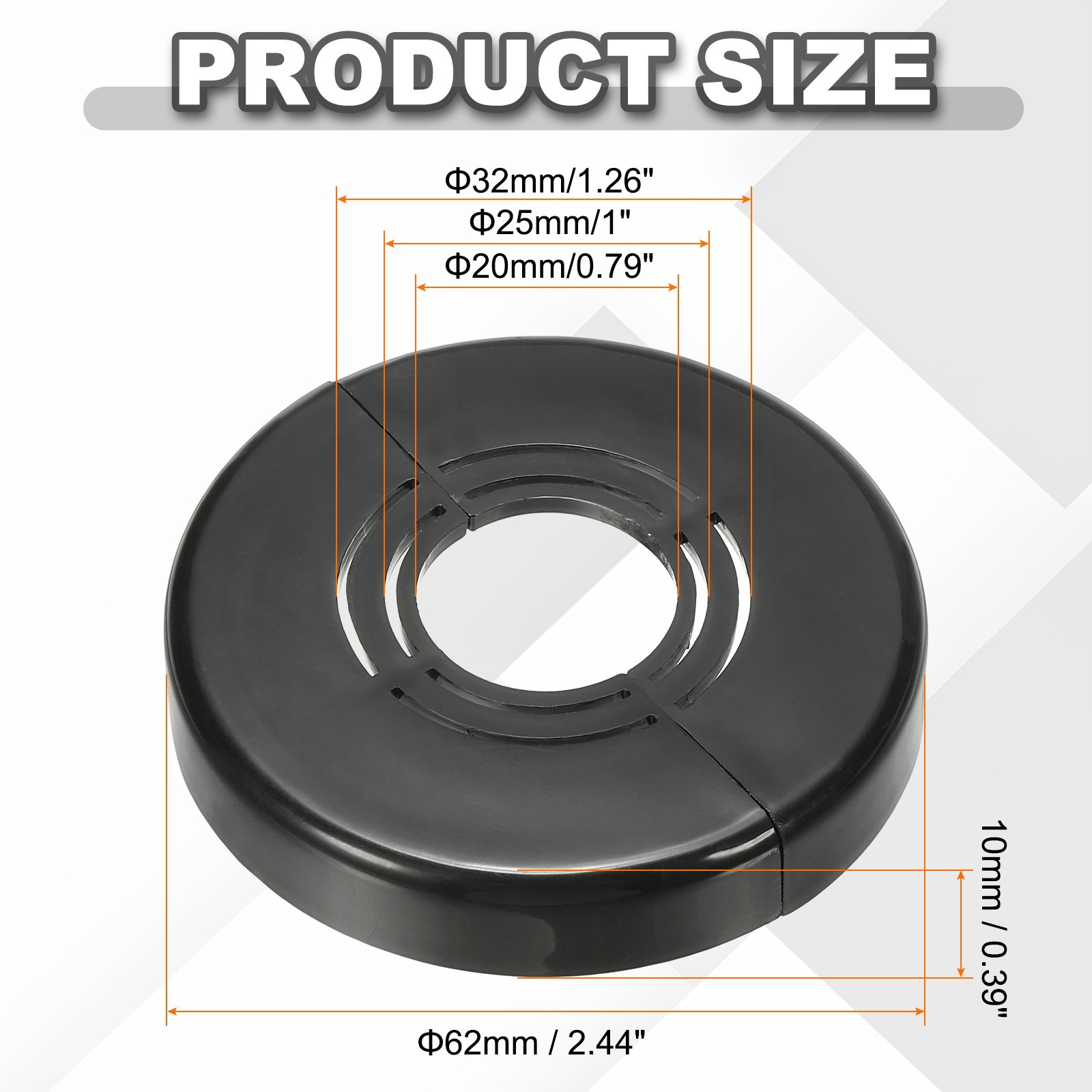 4pcs Wall Split Flange 0.39" Plastic Round Split Flange Pipe Cover Black]