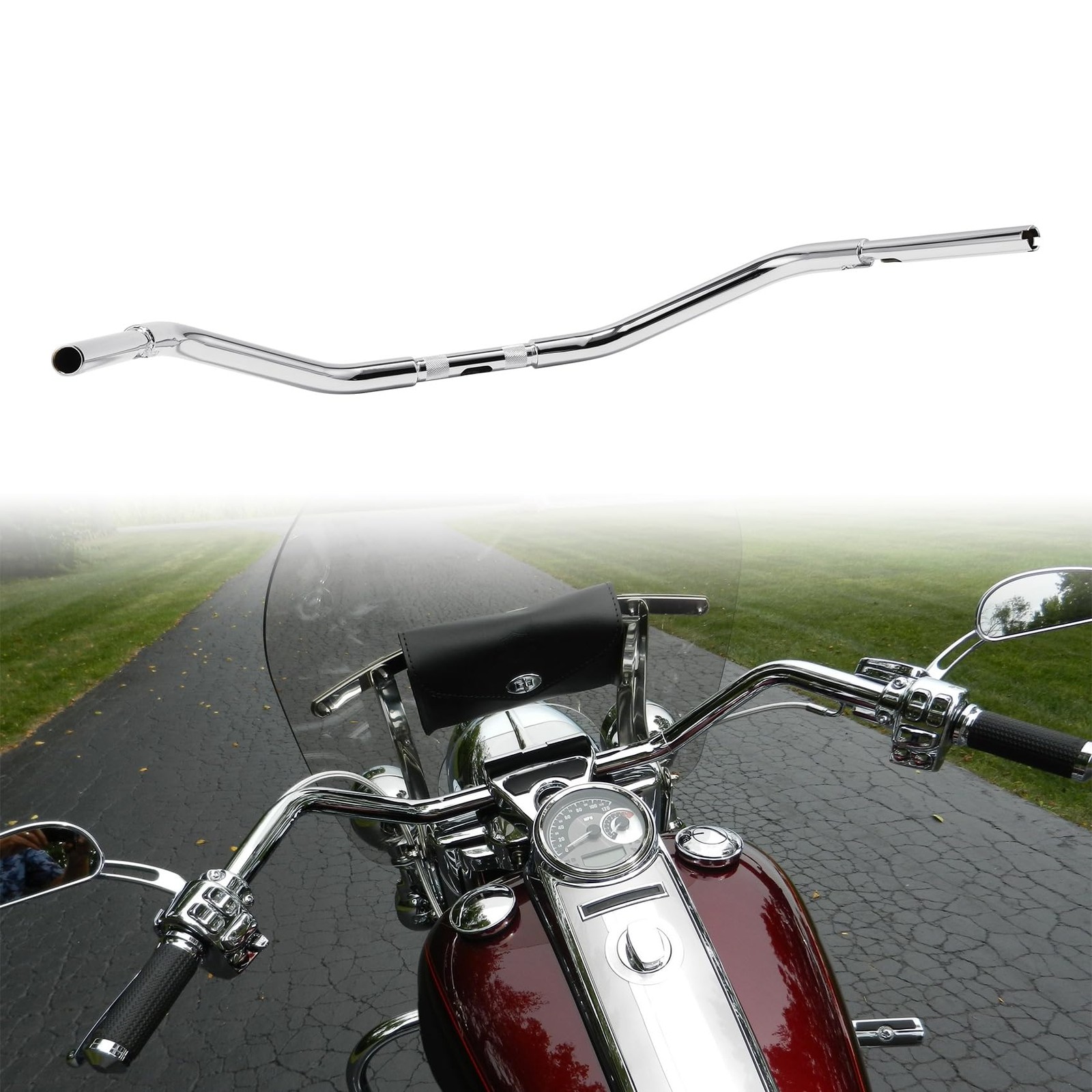 3 1/2" Rise Chrome Handlebar Fits for Harley Sportster XL Softail Dyna Road King
