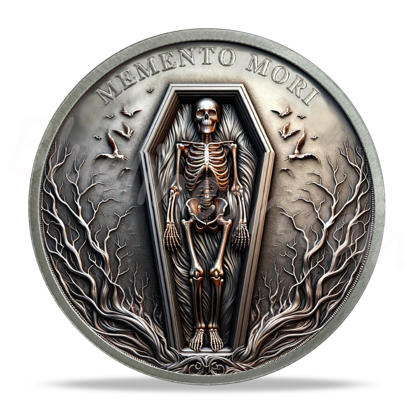 Stoic Skull Death Memento Mori Memento Vivere Challenge Coin Gifts For Men Women