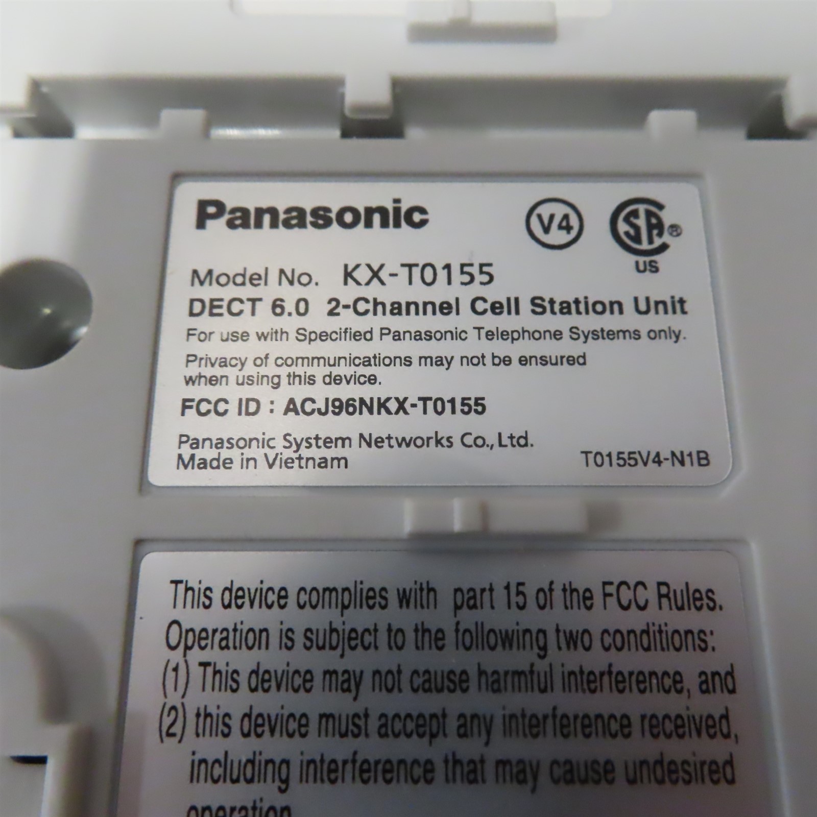 Panasonic KX-T0155 DECT 6.0 Wireless 2-Channel Cell Station Unit