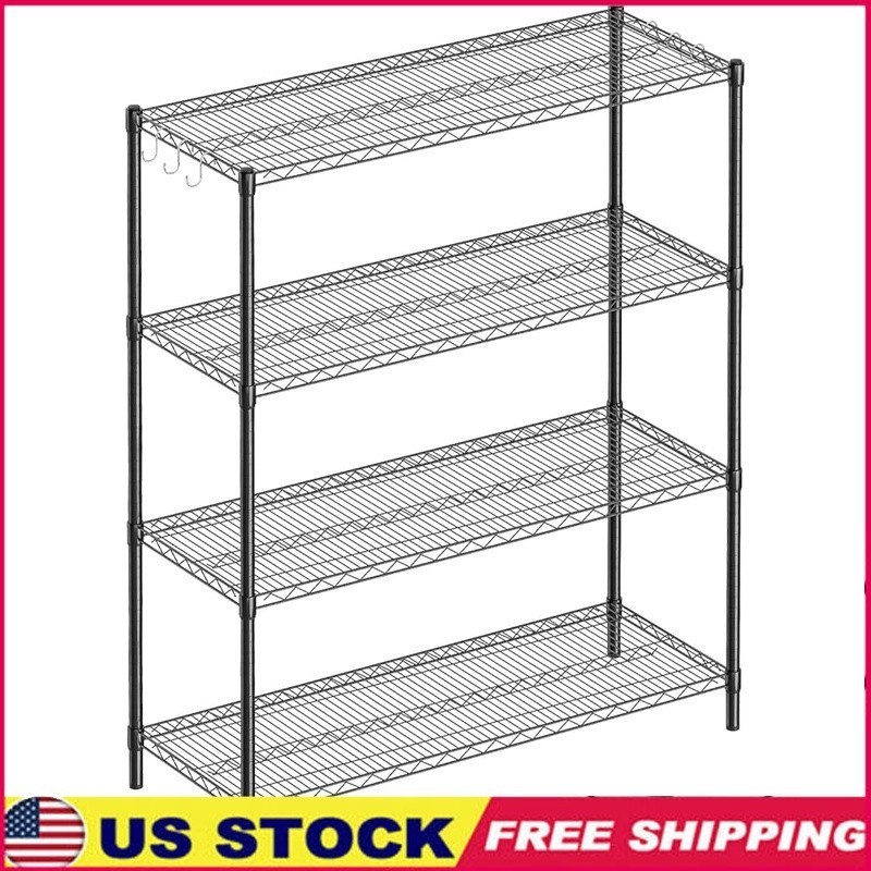 4 Tier Heavy Duty Wire Shelving Adjustable Metal Storage Rack Organizer New