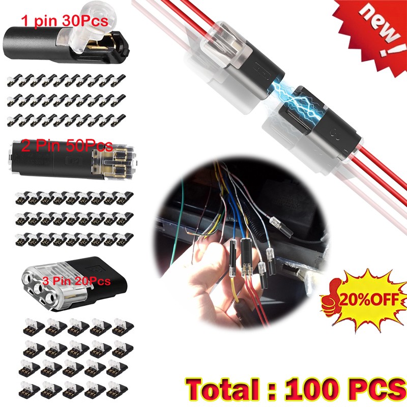 500Pcs 1/2/3 Pin Electrical Wire Connectors Kit Quick Splice Wire Connectors