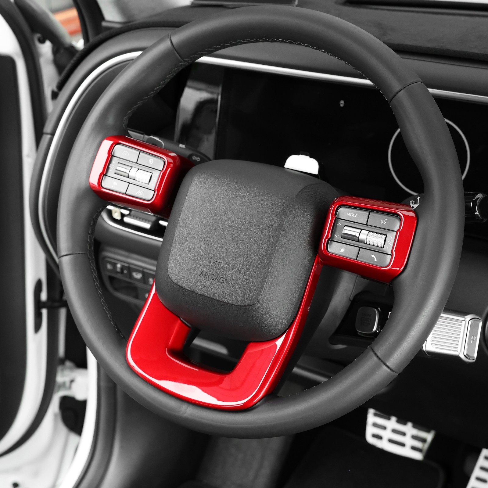 Gloss Red Inner Steering Wheel Frame Cover Trim For Hyundai Santa FE 2024-2026
