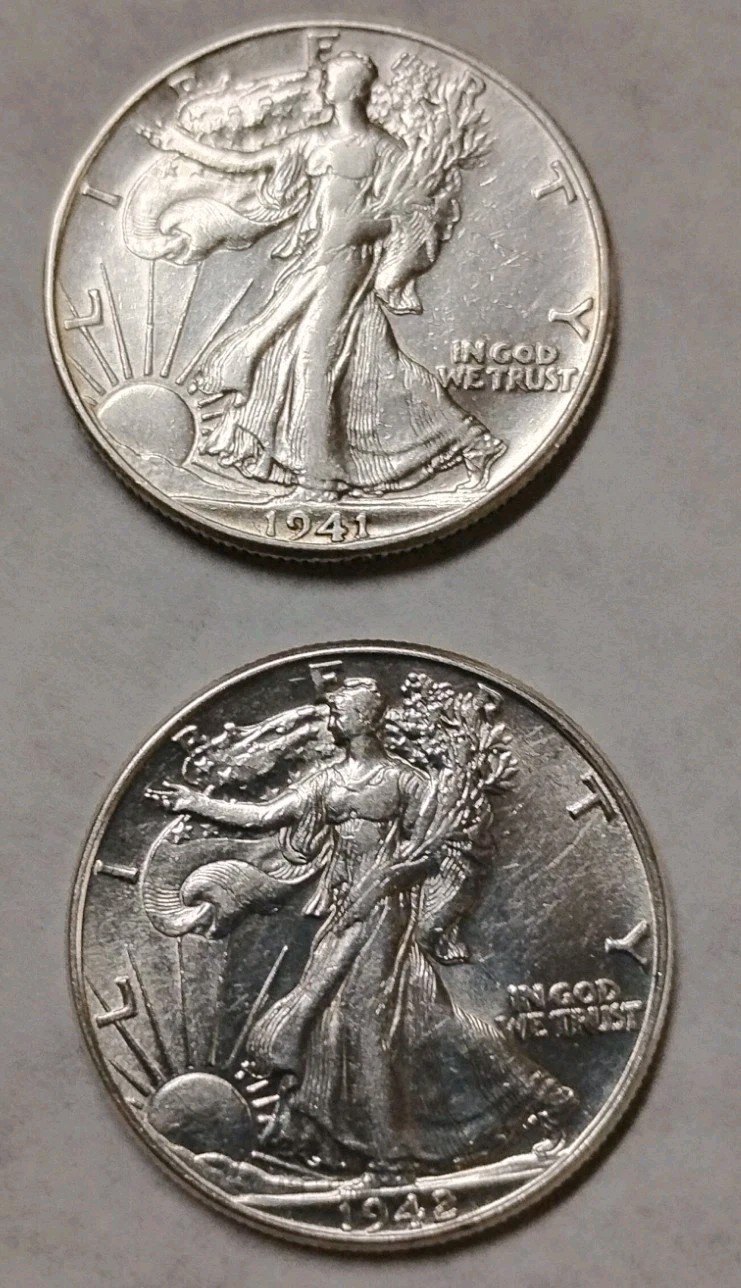 1941 D 1942 P $1 Face 🔥Walking Liberty Half Dollars🔥90% Silver Higher Grade#61