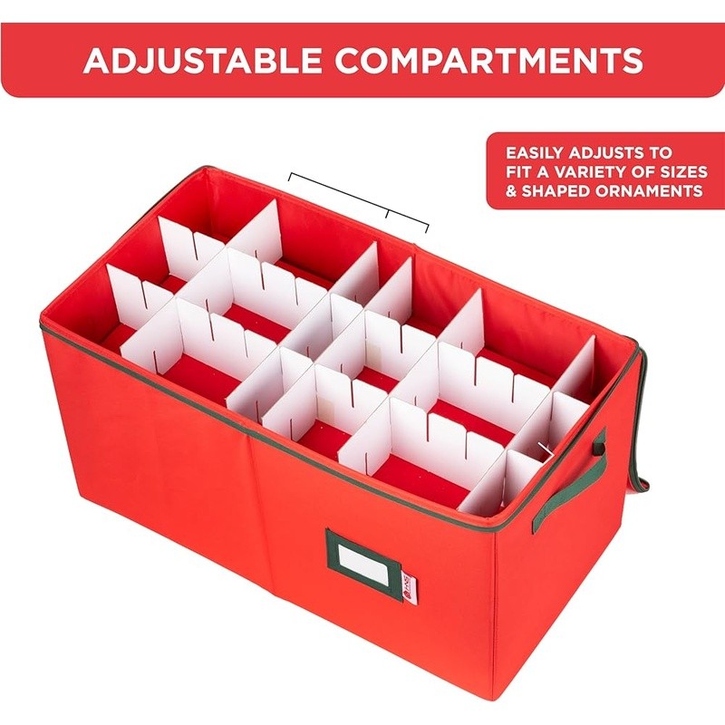 Ornament Storage Box W/ Customizable Dividers Durable Design Easy Organization