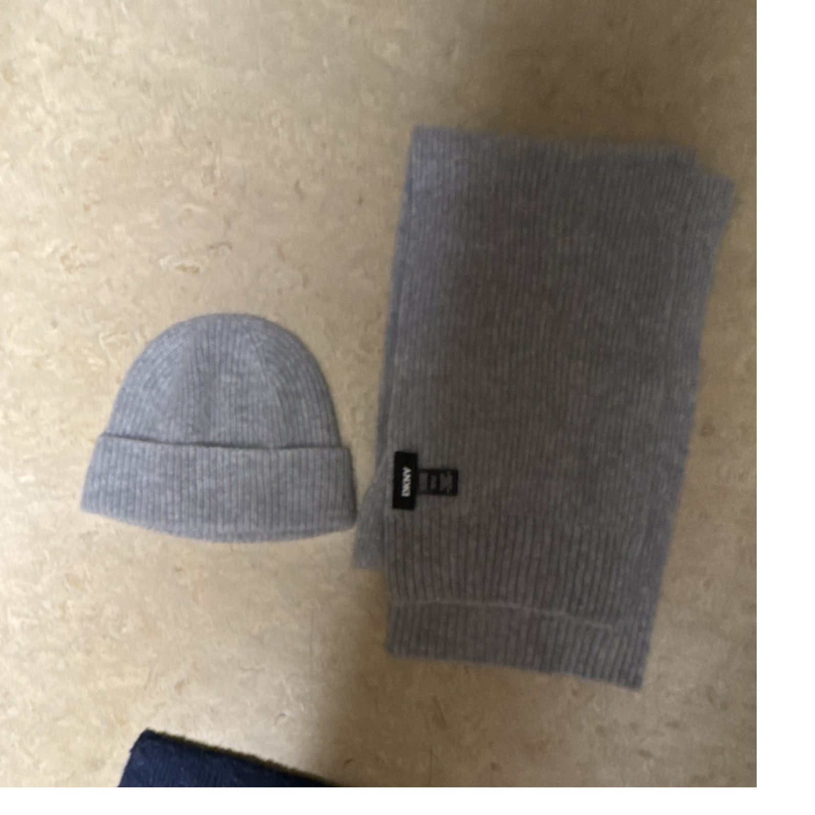 DKNY Gray Cashmere Hat and Scarf Set for Women, 2 Piece Accessory new