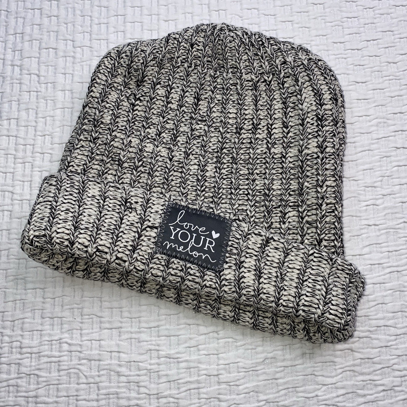 Love Your Melon Beanie Hat Winter Cotton Cap Black White Unisex Made In USA