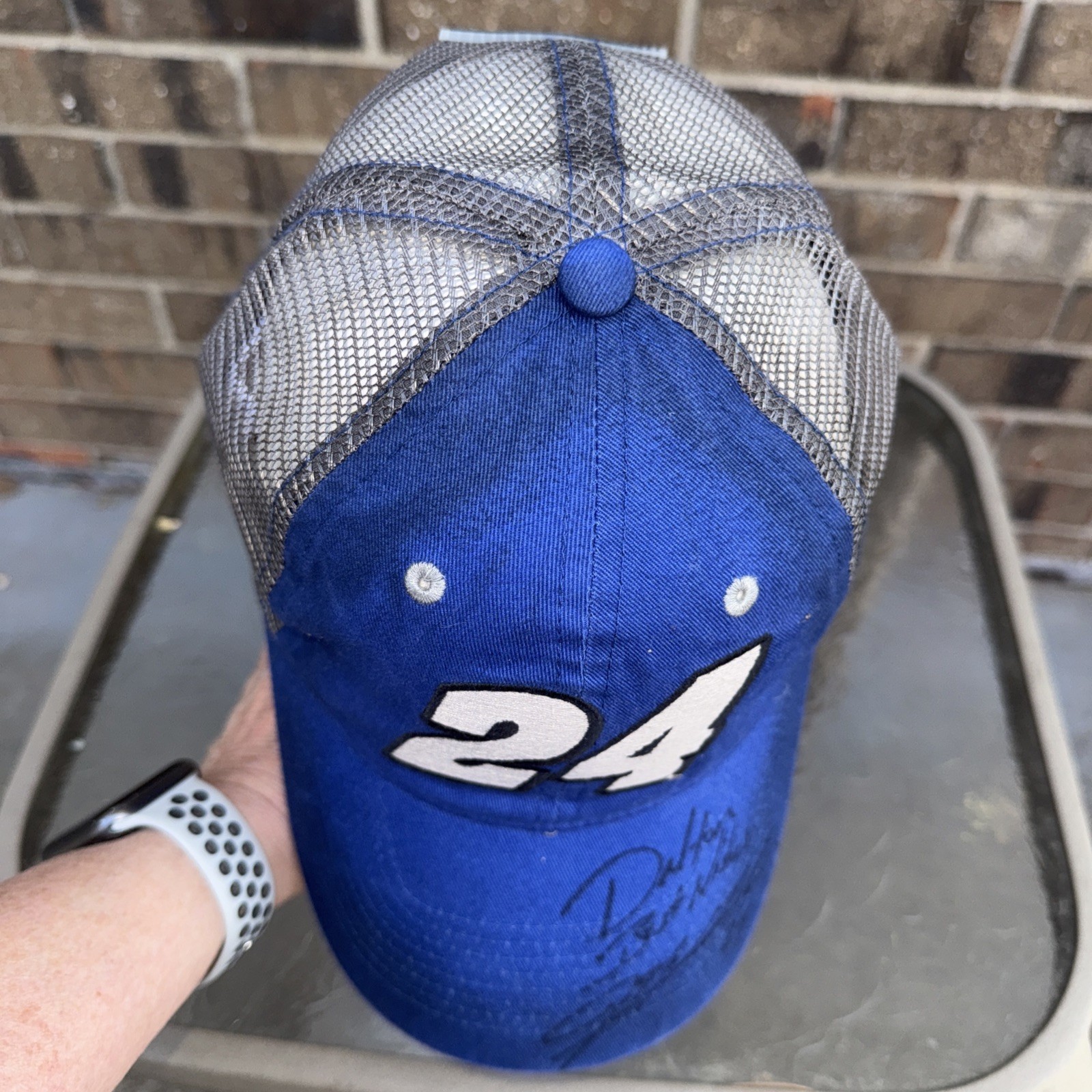 NASCAR #24 Jeff Gordon Signed Royal Blue Trucker Hat Cap Snapback NASCAR Patch
