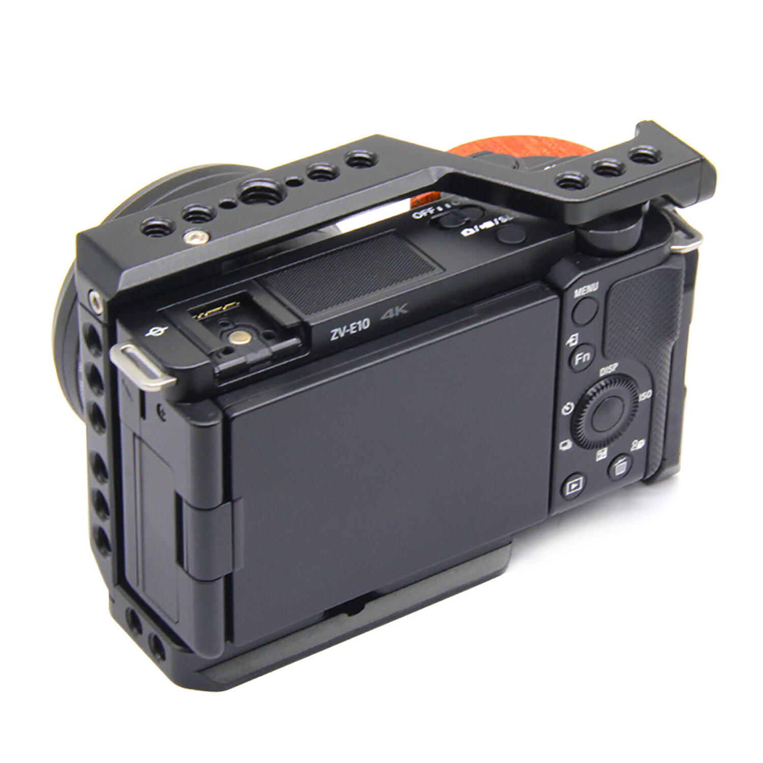 Camera Cage Video Wood Handle Grip Quick Release Stabilizer for Sony ZV-E10 Trip