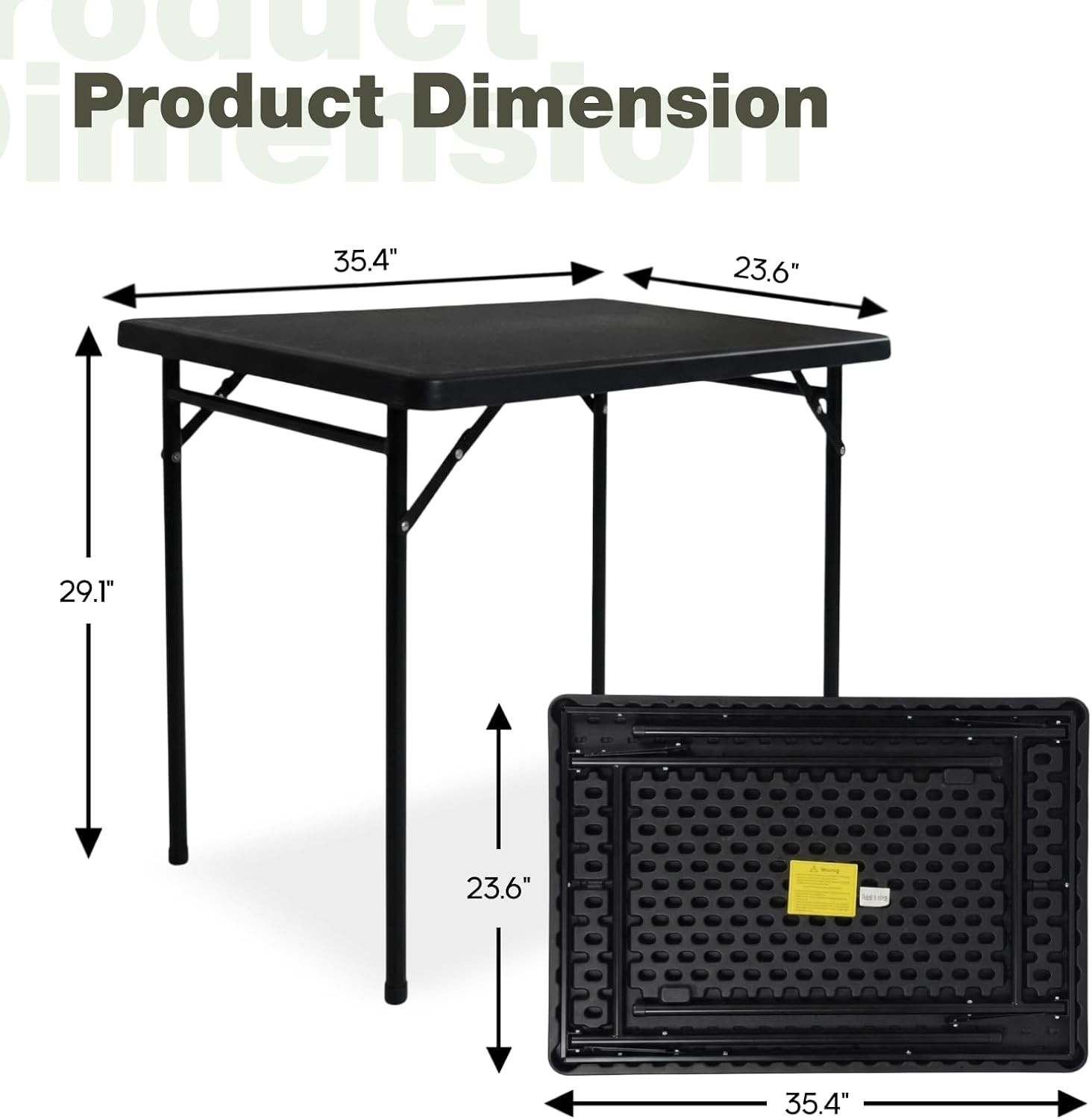 3ft Rectangular Folding Table All-Occasion Foldable Table W/ HDPE Tabletop