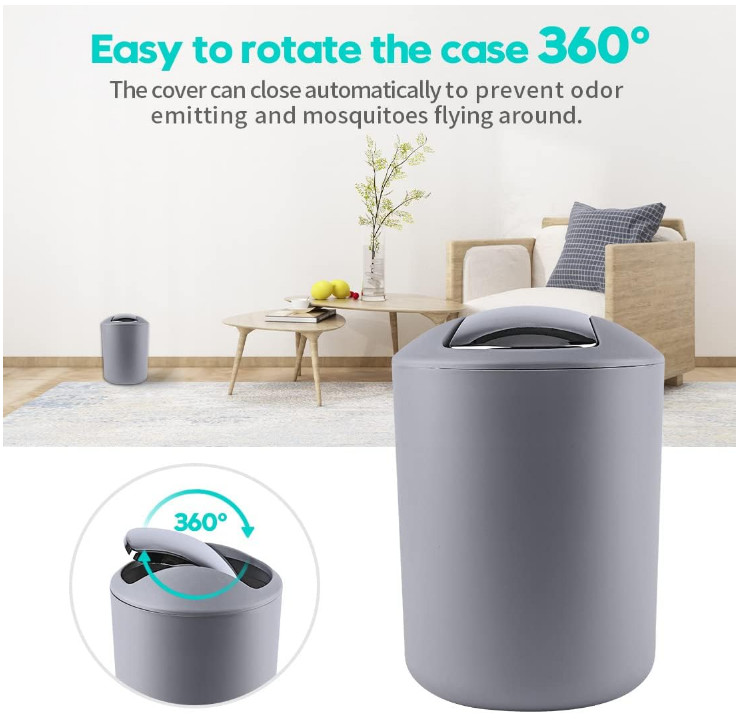 6-Piece Bathroom Accessory Set - Gray | Toothbrush, Soap, Trash Can & More