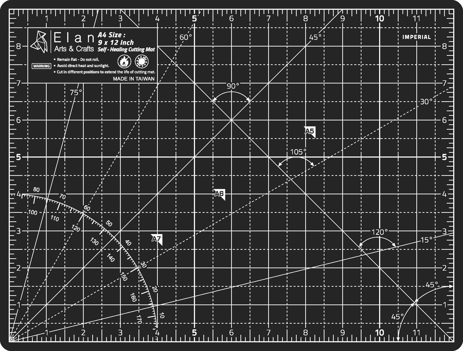 Elan Cutting Mat A4 Black & Taupe, Self Healing Cutting Mat 9x12 Inch, 5-Ply ...