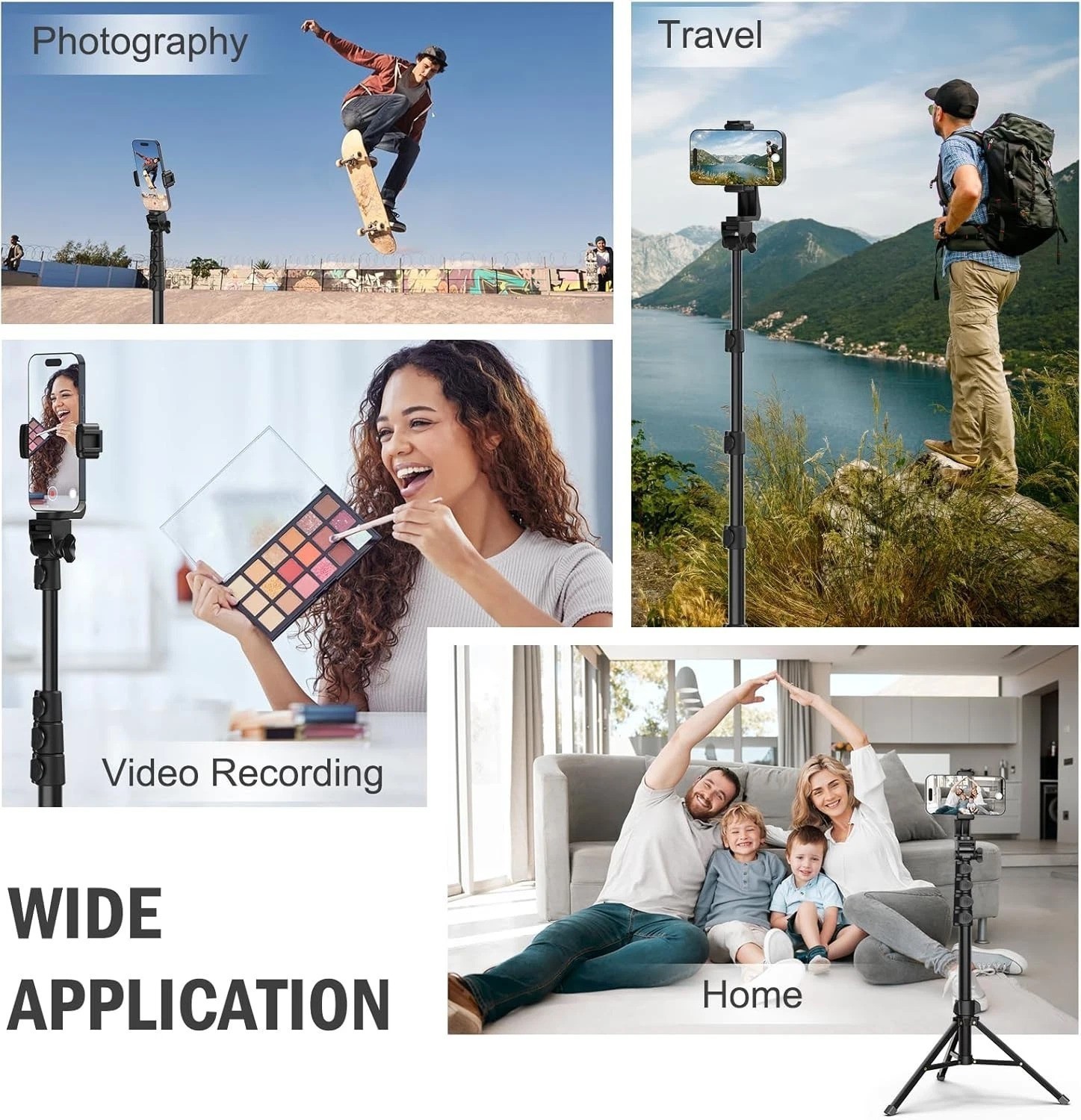 64” Adjustable Tripod with Remote for Cell Phone & Camera - Sturdy & Stable