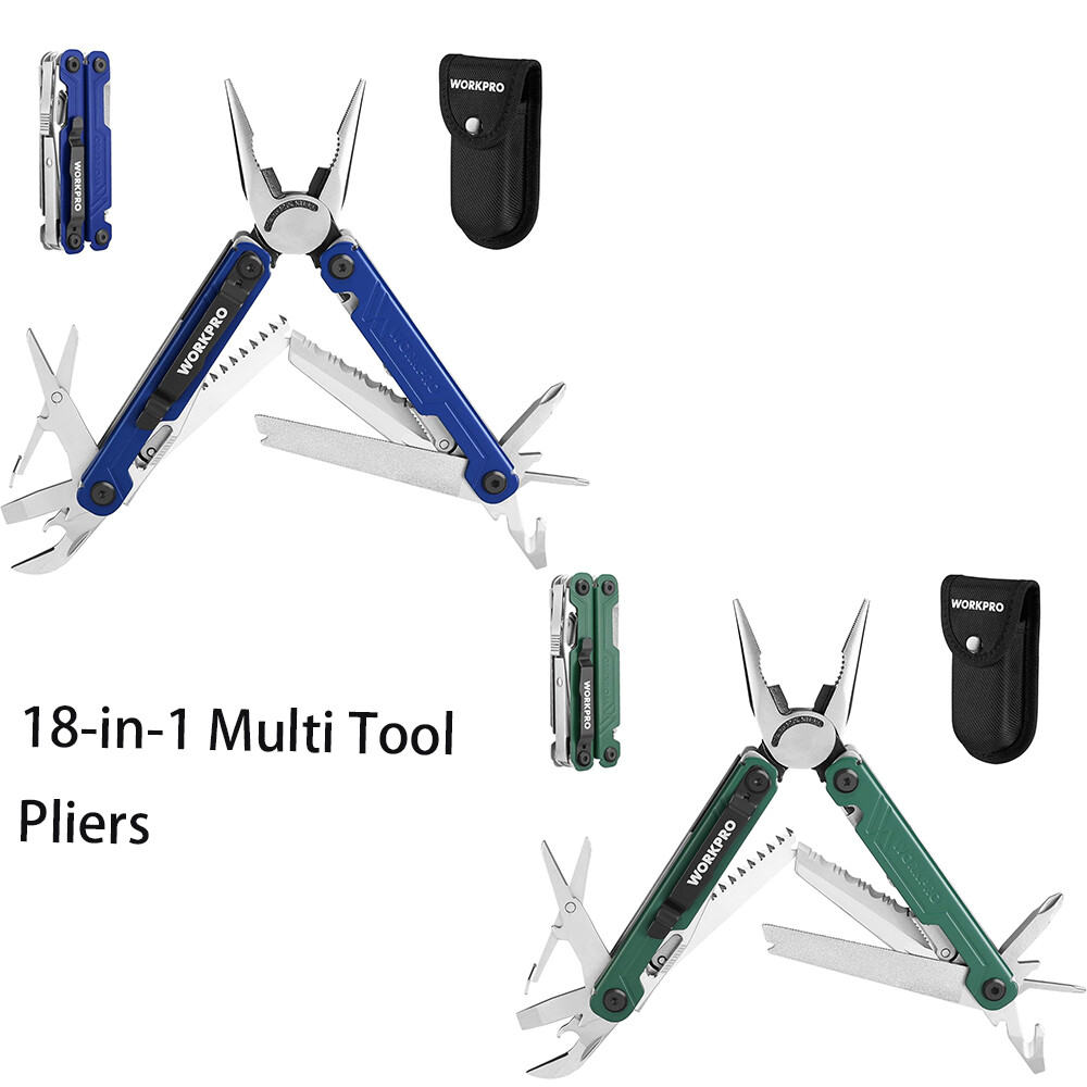 WORKPRO 18-in-1 Multi Tool Pliers Stainless Steel EDC Multitool w/Pocket Knife