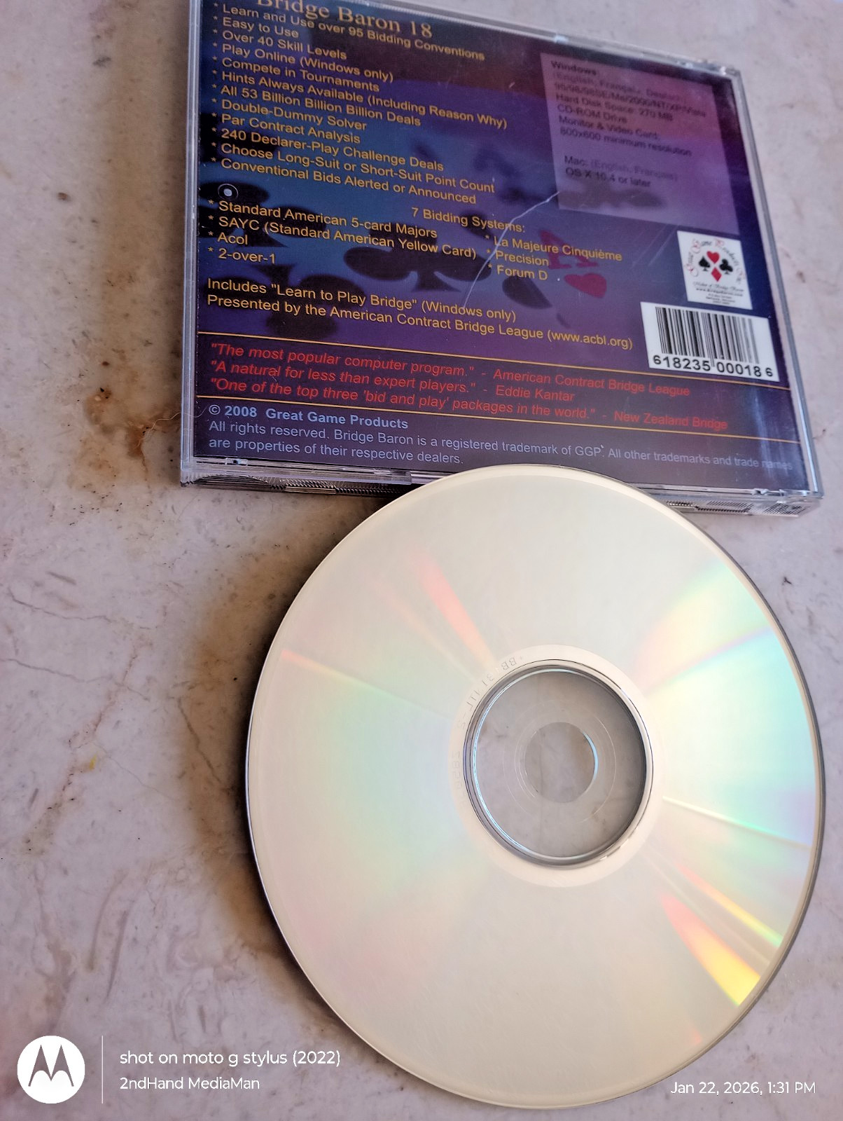BRIDGE BARON 18 PC CD DISC GAME