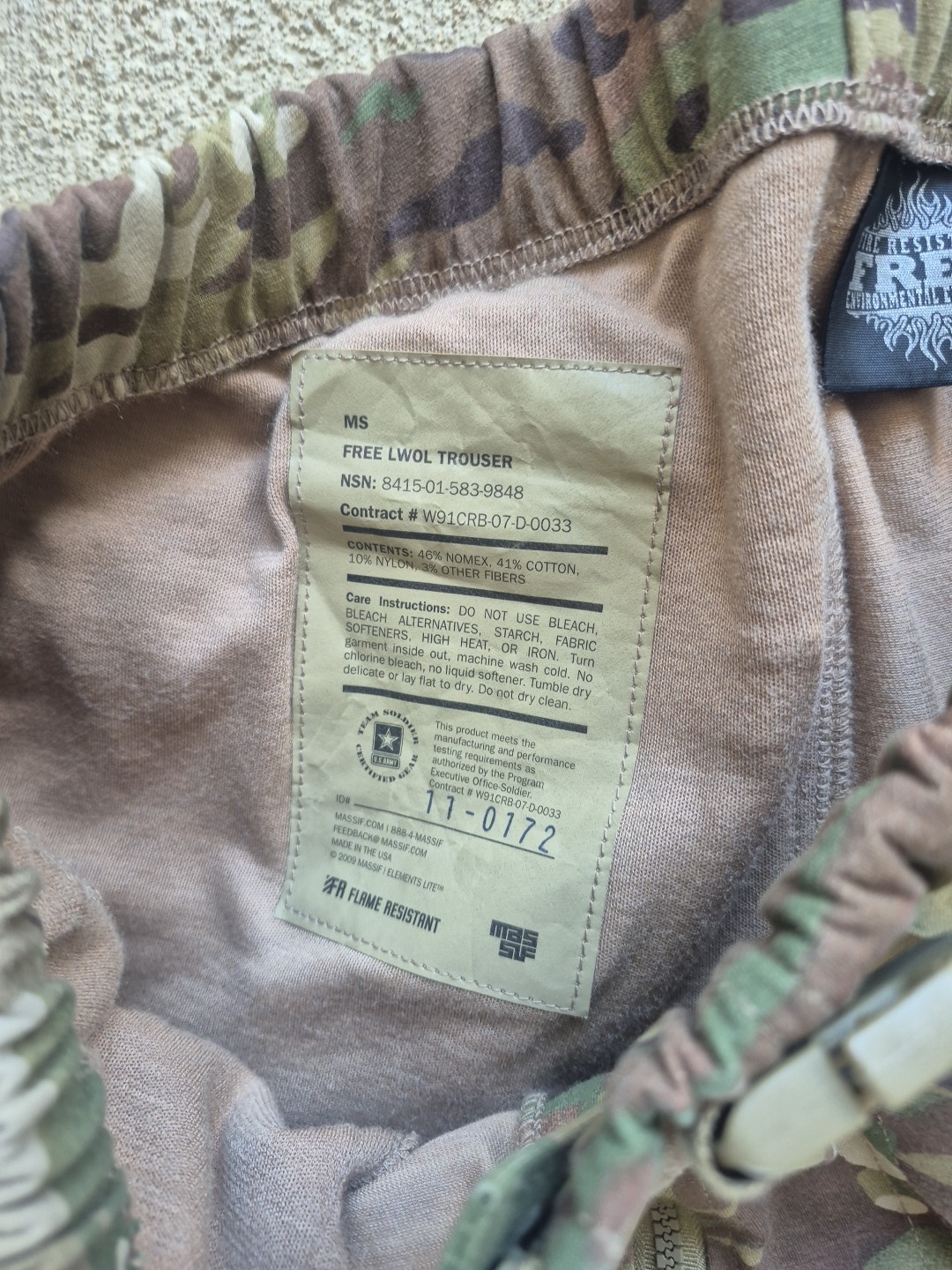 NWOT MASSIF Elements Free LWOL Multi-Cam TROUSER MEDIUM SHORT