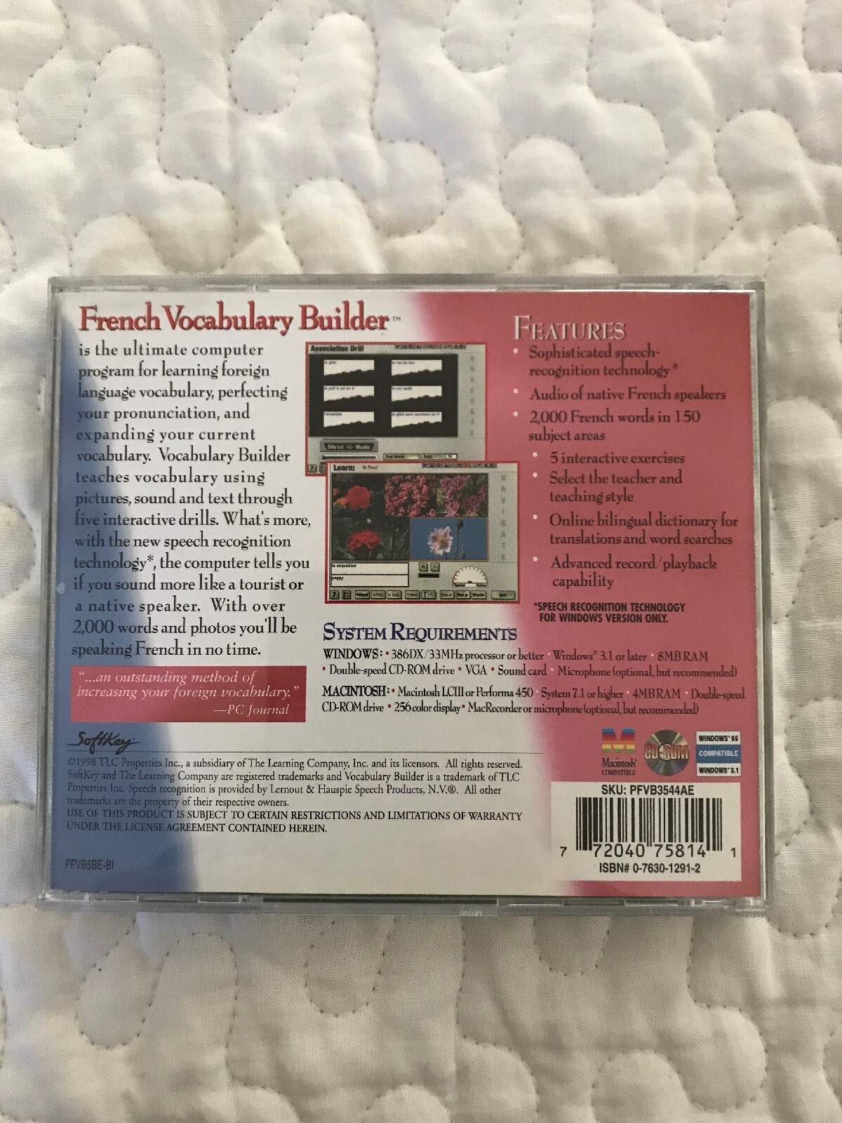 Beginner Intermediate French Vocabulary Builder For Windows & Mac CD Rom