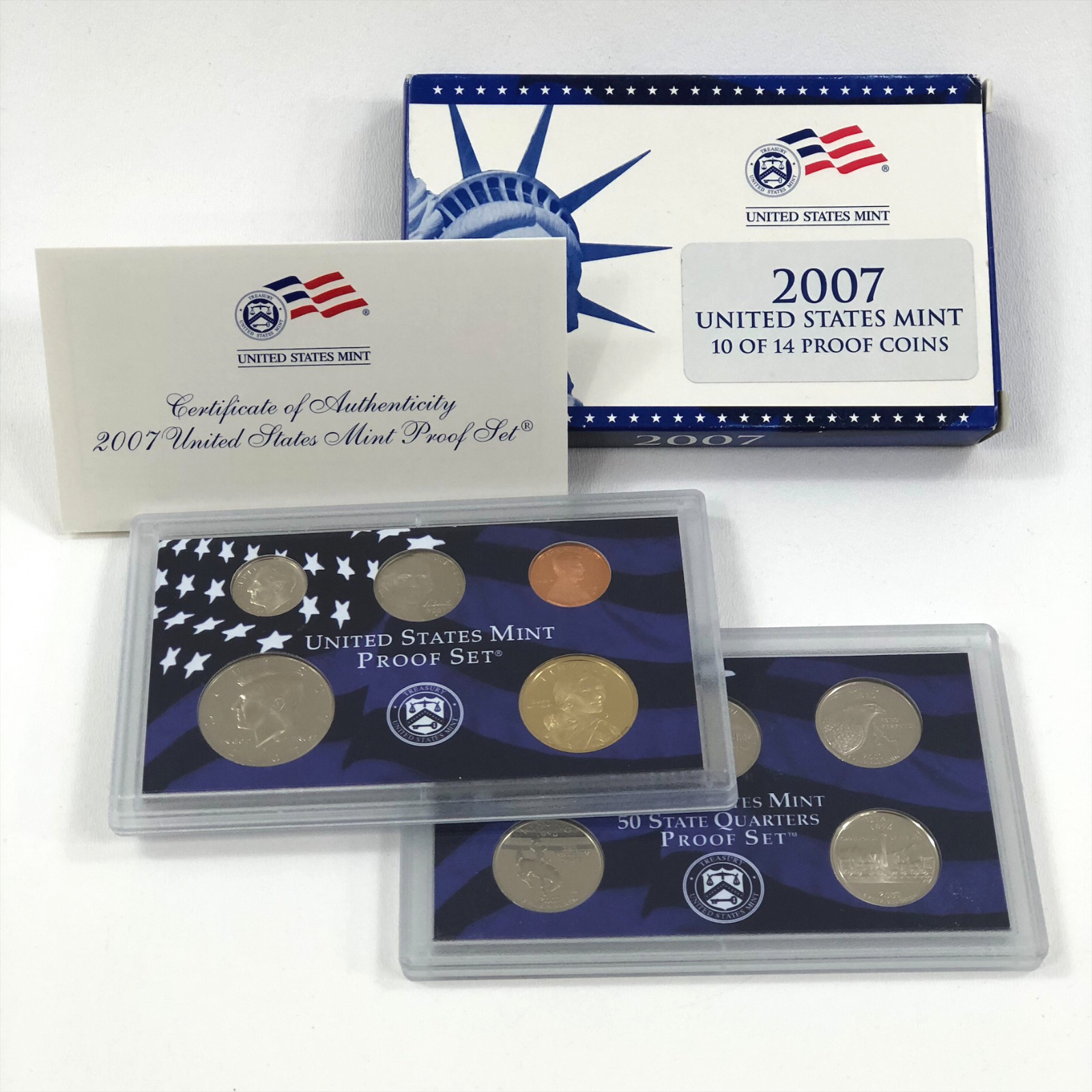 (1) 2007 S United States Proof Set WITHOUT Presidential Dollars Orignl Box & COA