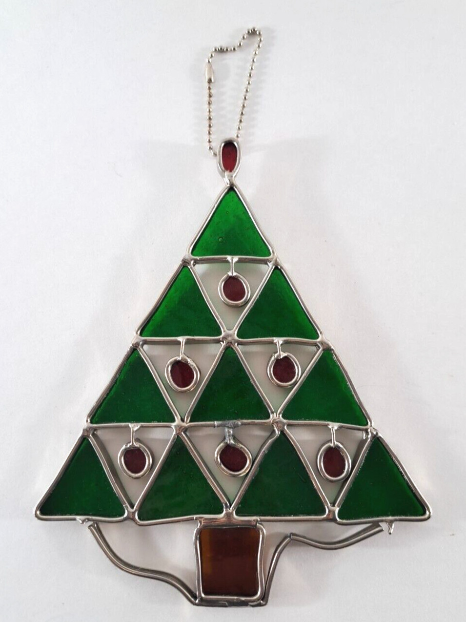 Christmas Tree Suncatcher Slag Glass Ornament Holiday Window Decor 7"