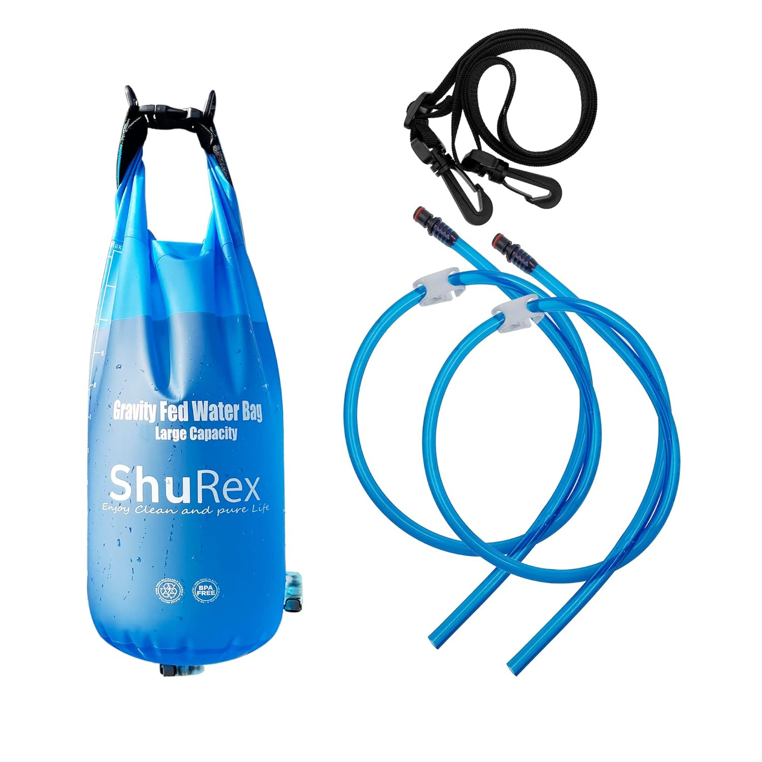 3-Gal Gravity-Fed Water Bag with 2 Outlet Pipes for Sawyer Water Filtration Syst