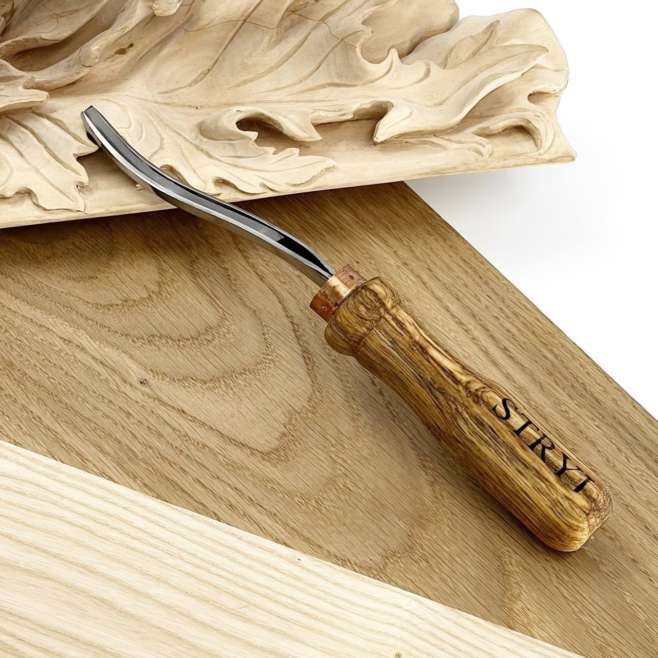 Long Bent V-parting Gouge STRYI 45 degrees 0.2inch, Detailing wood carving tool