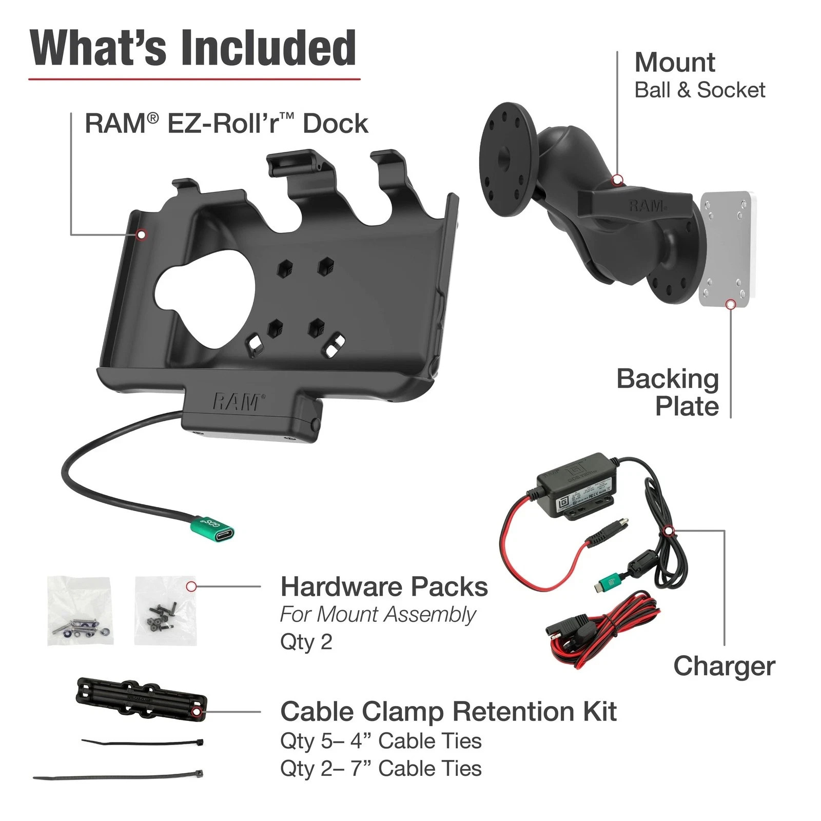 RAM® EZ-Roll'r™ USB-C Mount for Samsung Galaxy Tab Active5, Active3, Active2 Kit