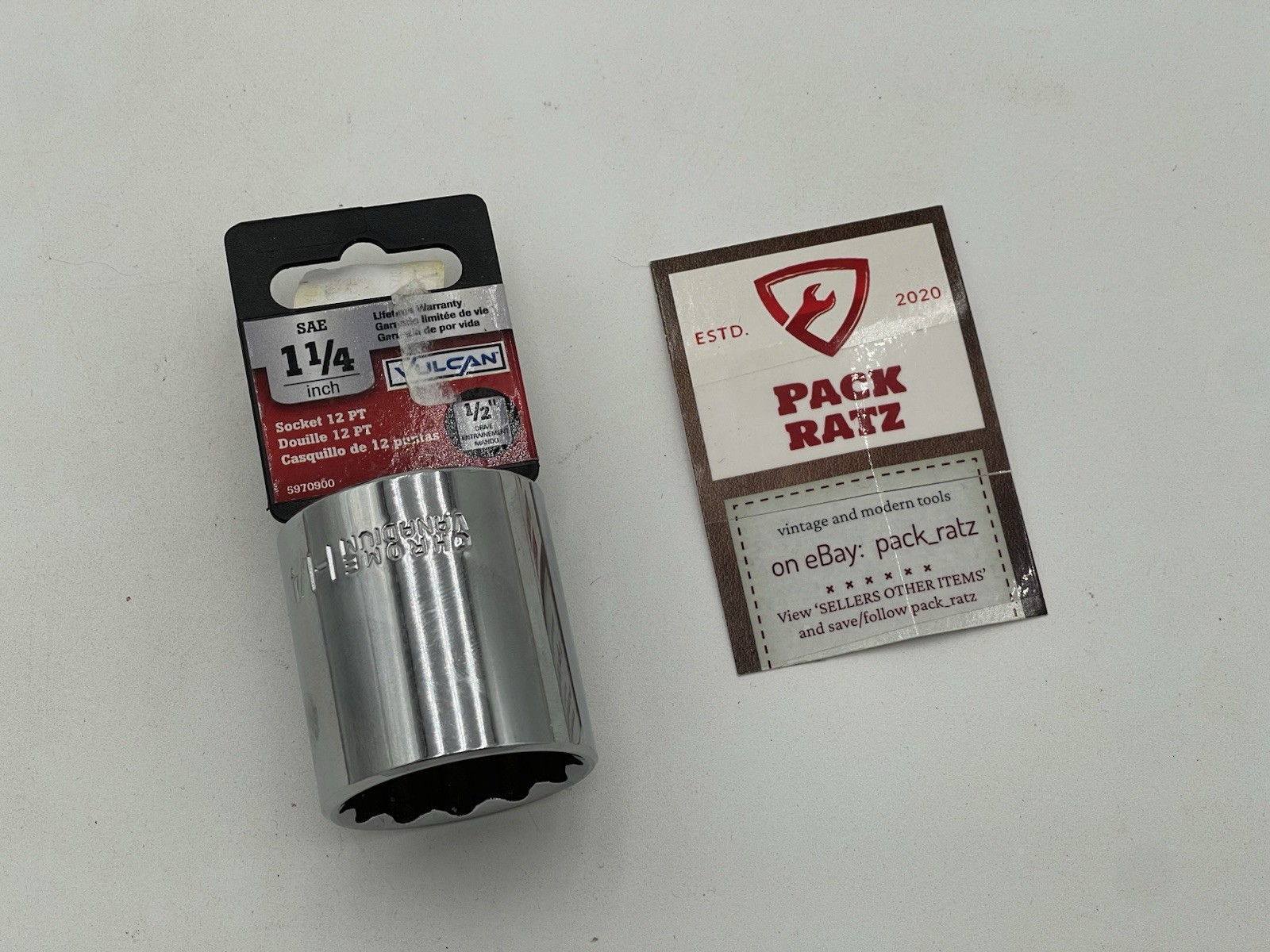 Vulcan MT6525893 Drive Socket, 1-1/4 in Socket, 1/2 in Drive, 12-Point, Chrome V
