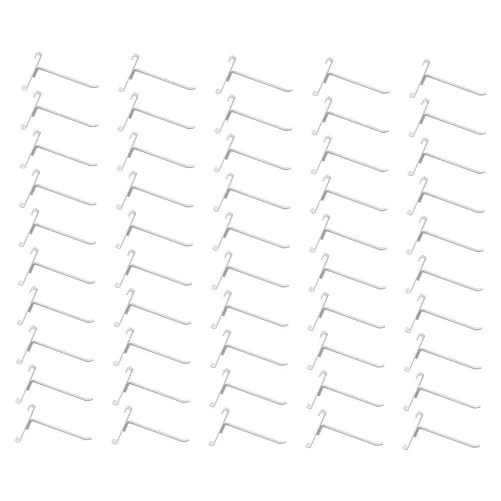 Wire Metal Hanger Retail Long Gridwall Hooks Grid Panel Display 50 PC White 4"