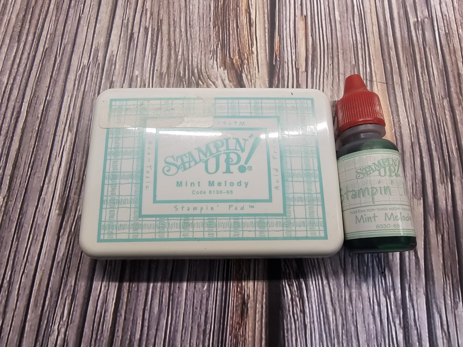 STAMPIN' UP! MINT MELODY Classic Ink pad & FULL REFILL Old Style LINEN