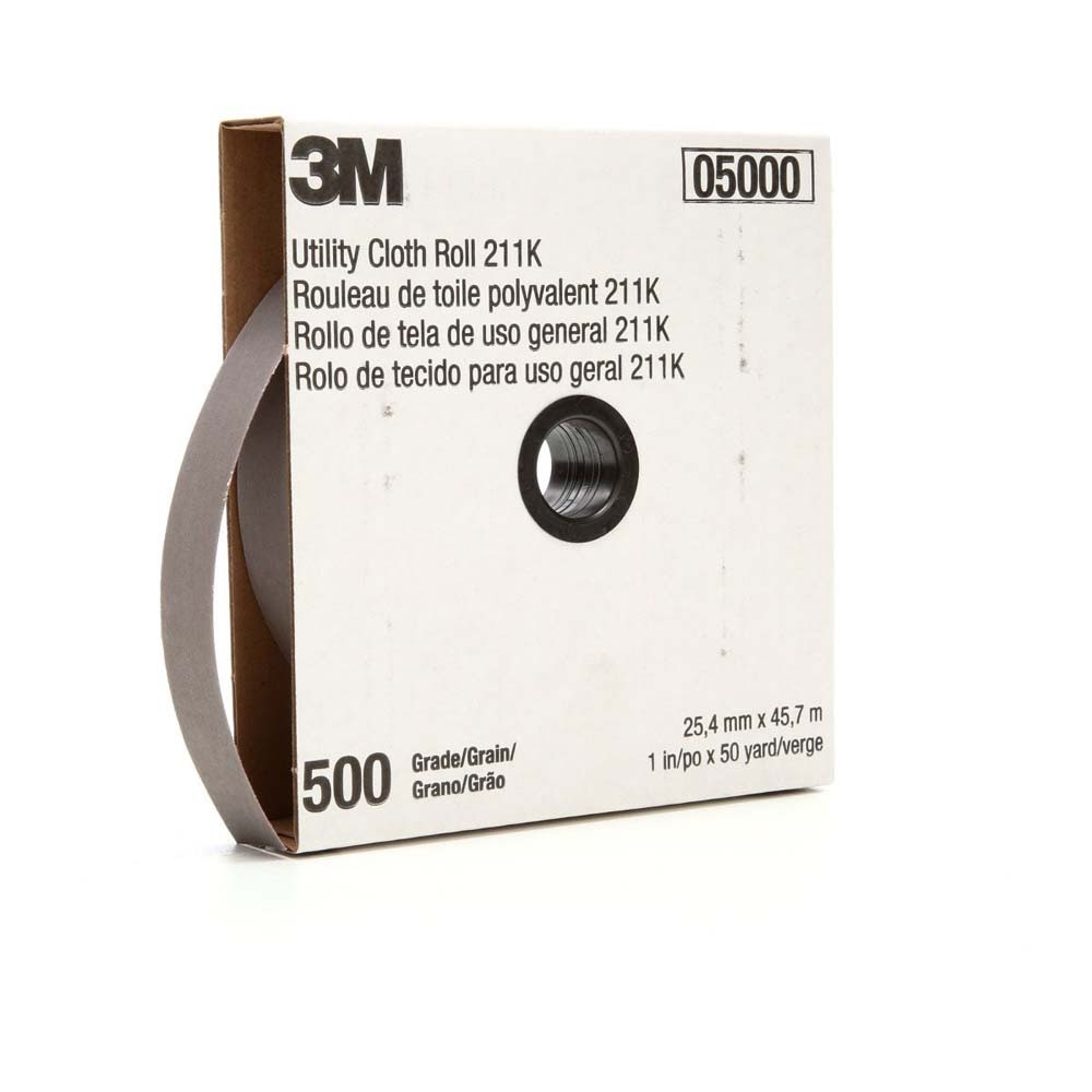 3M 7000118356 Utility Cloth Roll 211K J-Weight Aluminum Oxide 1" x 50yd 500 Grit