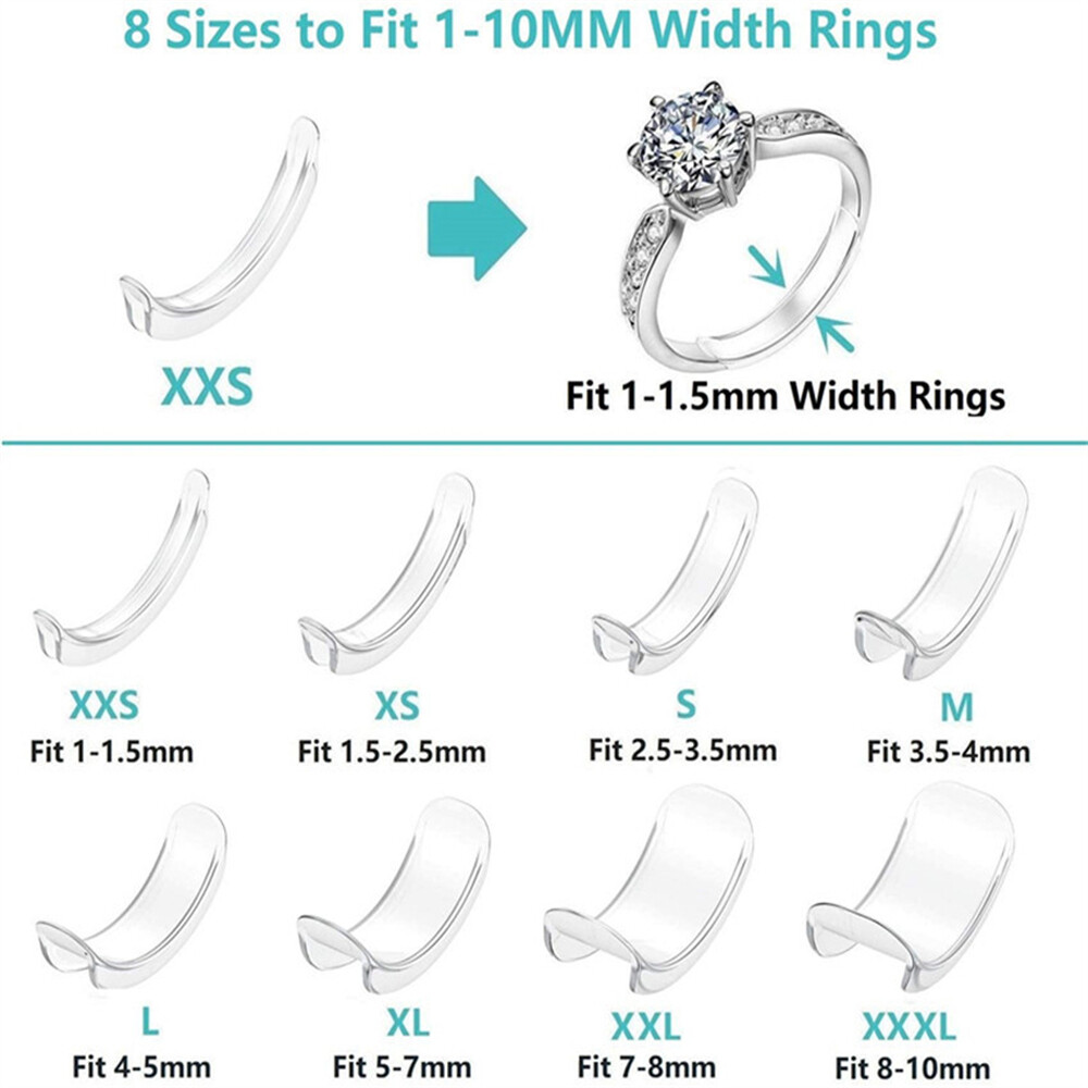 8Pcs Ring Size Adjuster Invisible Clear Ring Sizer Jewelry Fit Reducer Guard US