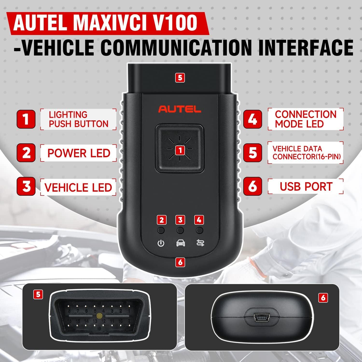 Autel MaxiVCI V100 Compact Bluetooth Vehicle Communication Interface 2024